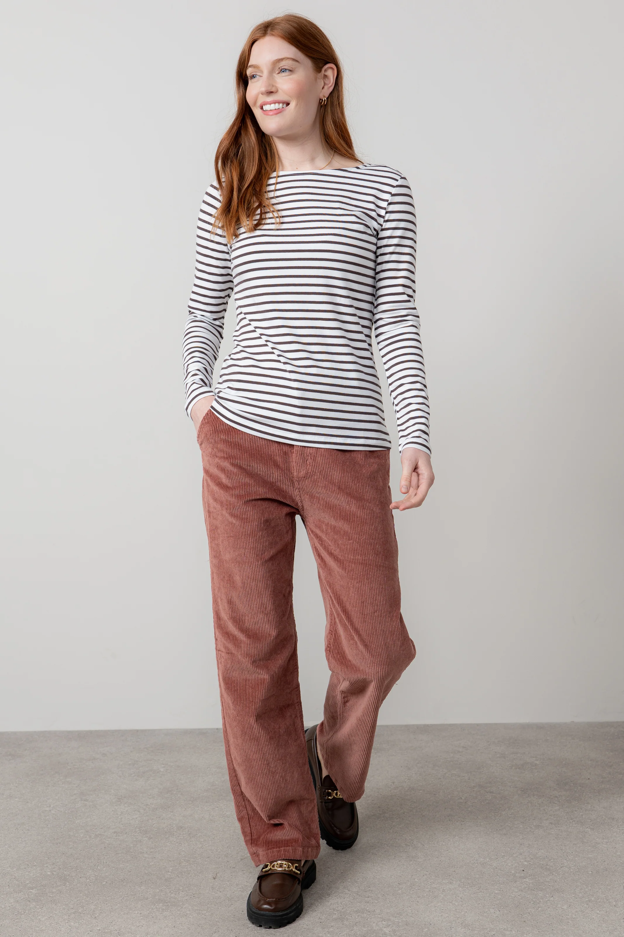 Strachan Stretch Cord Wide Leg Trouser Antique Rose - Image 5