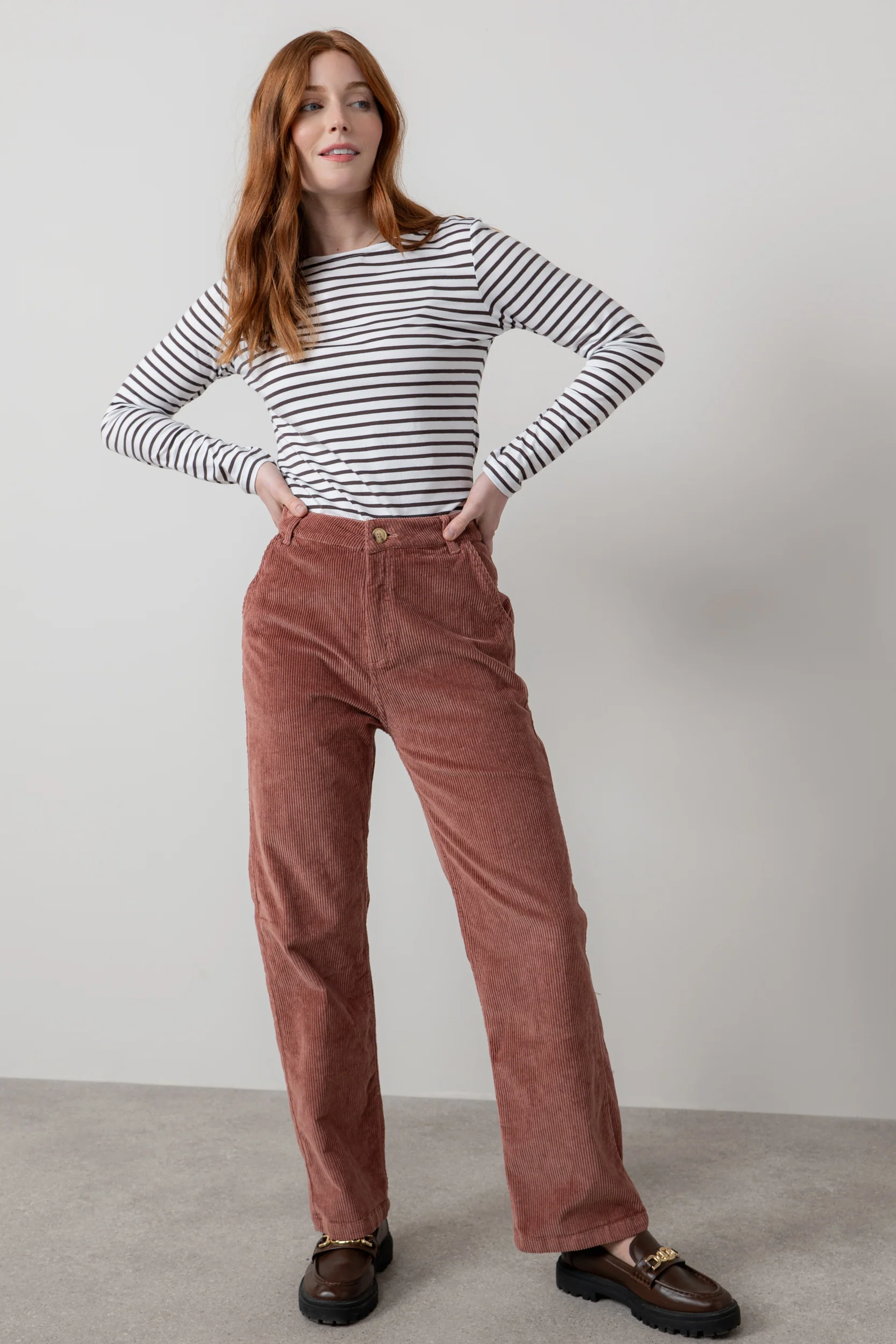 Strachan Stretch Cord Wide Leg Trouser Antique Rose - Image 6