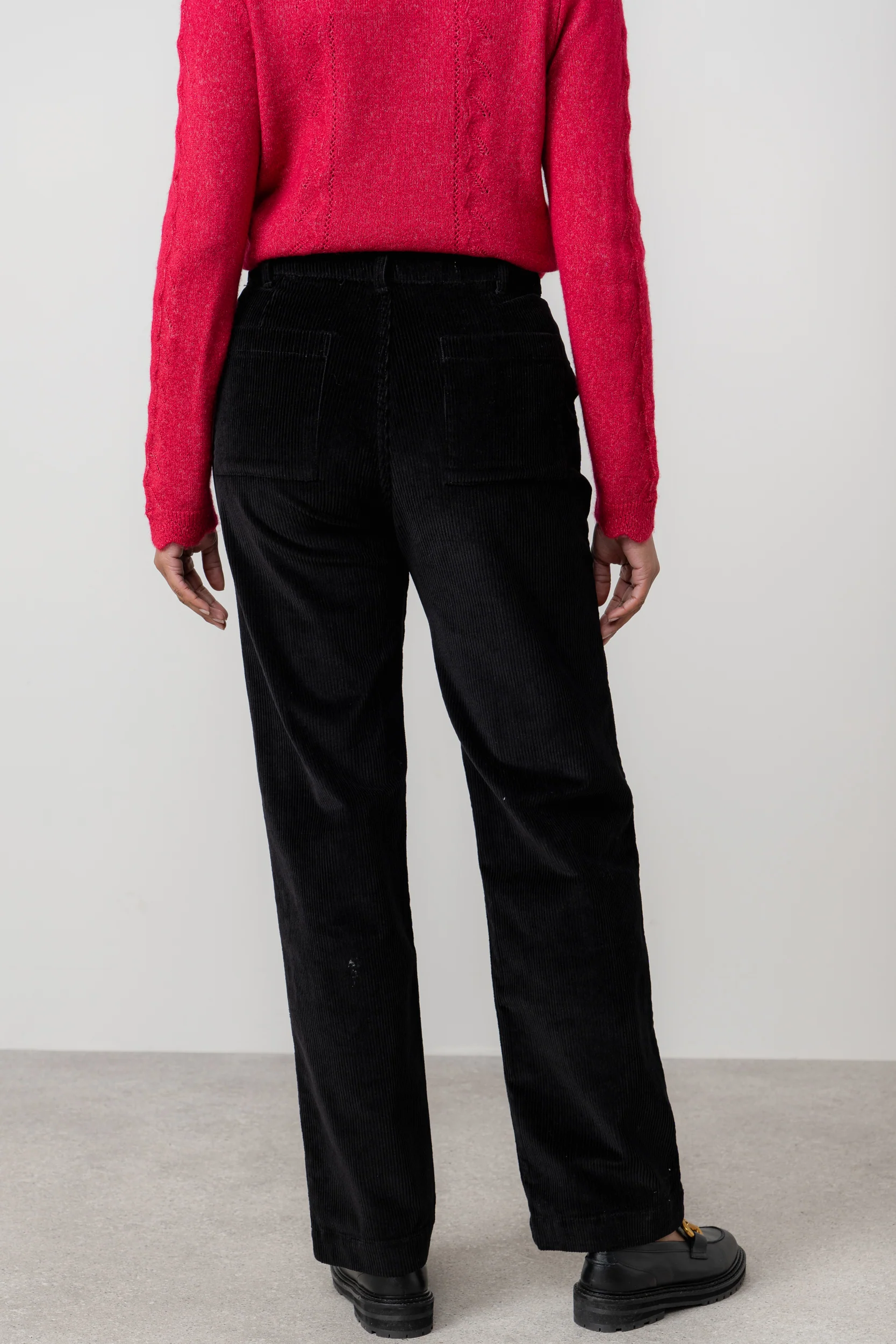 Strachan Stretch Cord Wide Leg Trouser Black - Image 4