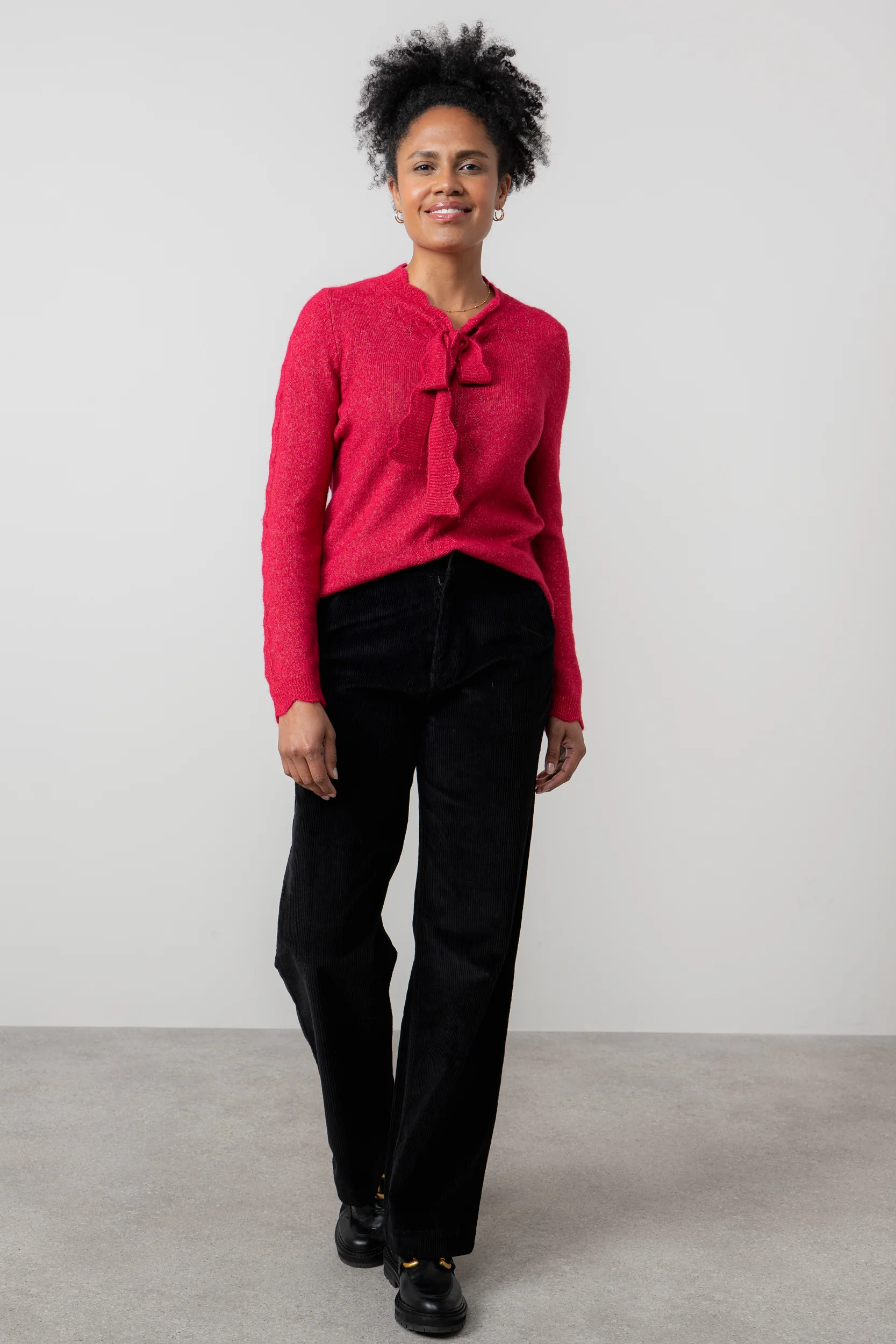 Strachan Stretch Cord Wide Leg Trouser Black - Image 5