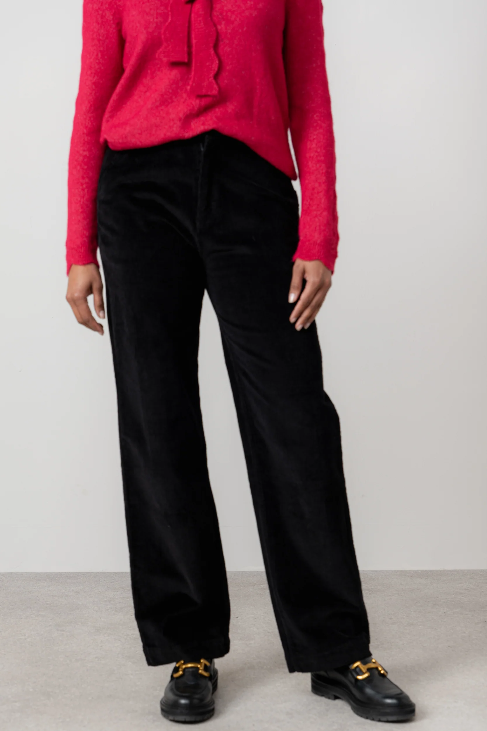 Strachan Stretch Cord Wide Leg Trouser Black - Image 6