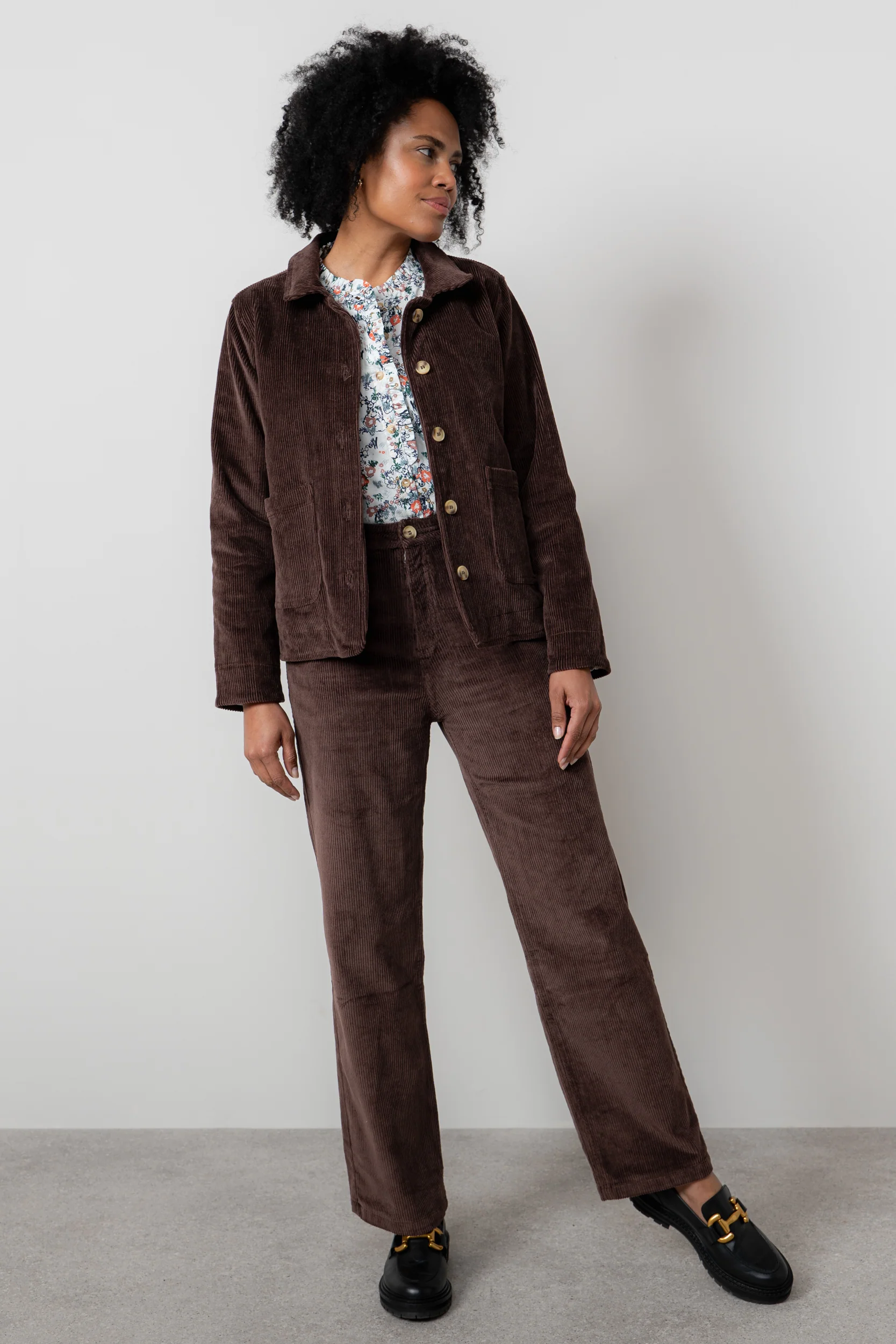 Strachan Stretch Cord Wide Leg Trouser Chocolate - Image 3