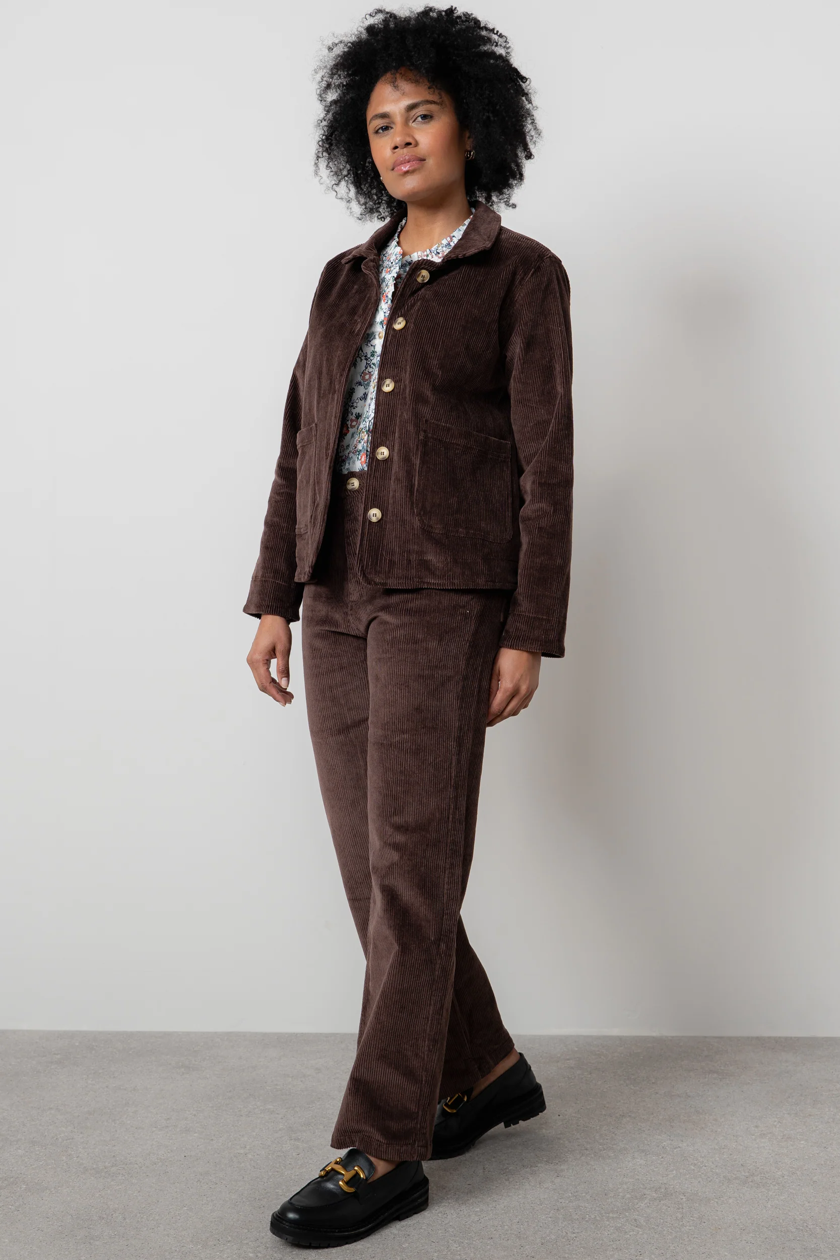 Strachan Stretch Cord Wide Leg Trouser Chocolate - Image 5