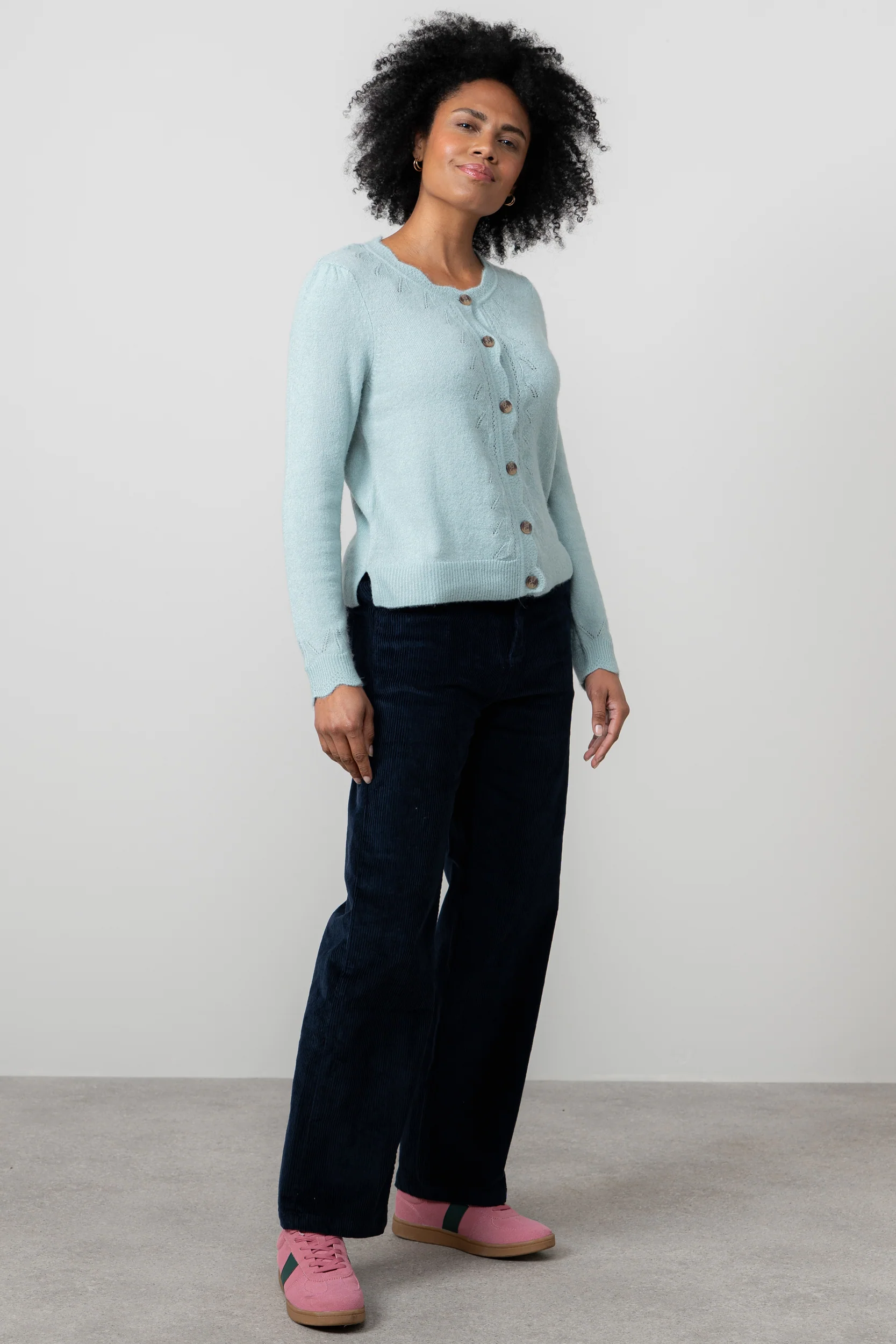 Strachan Stretch Cord Wide Leg Trouser Navy - Image 2