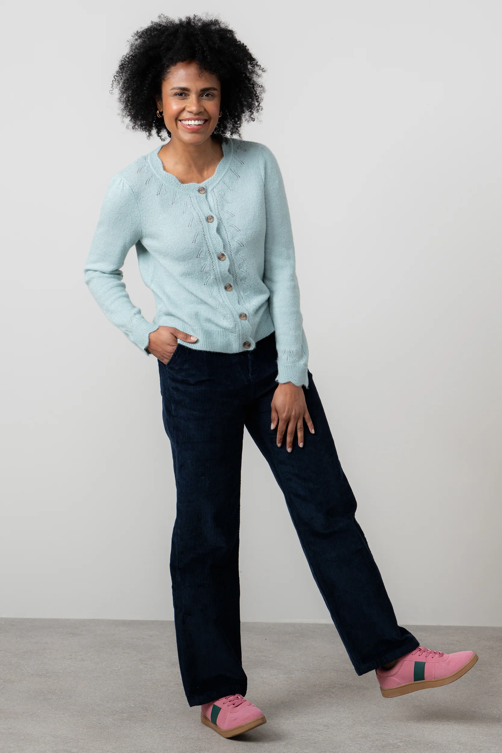 Strachan Stretch Cord Wide Leg Trouser Navy - Image 3