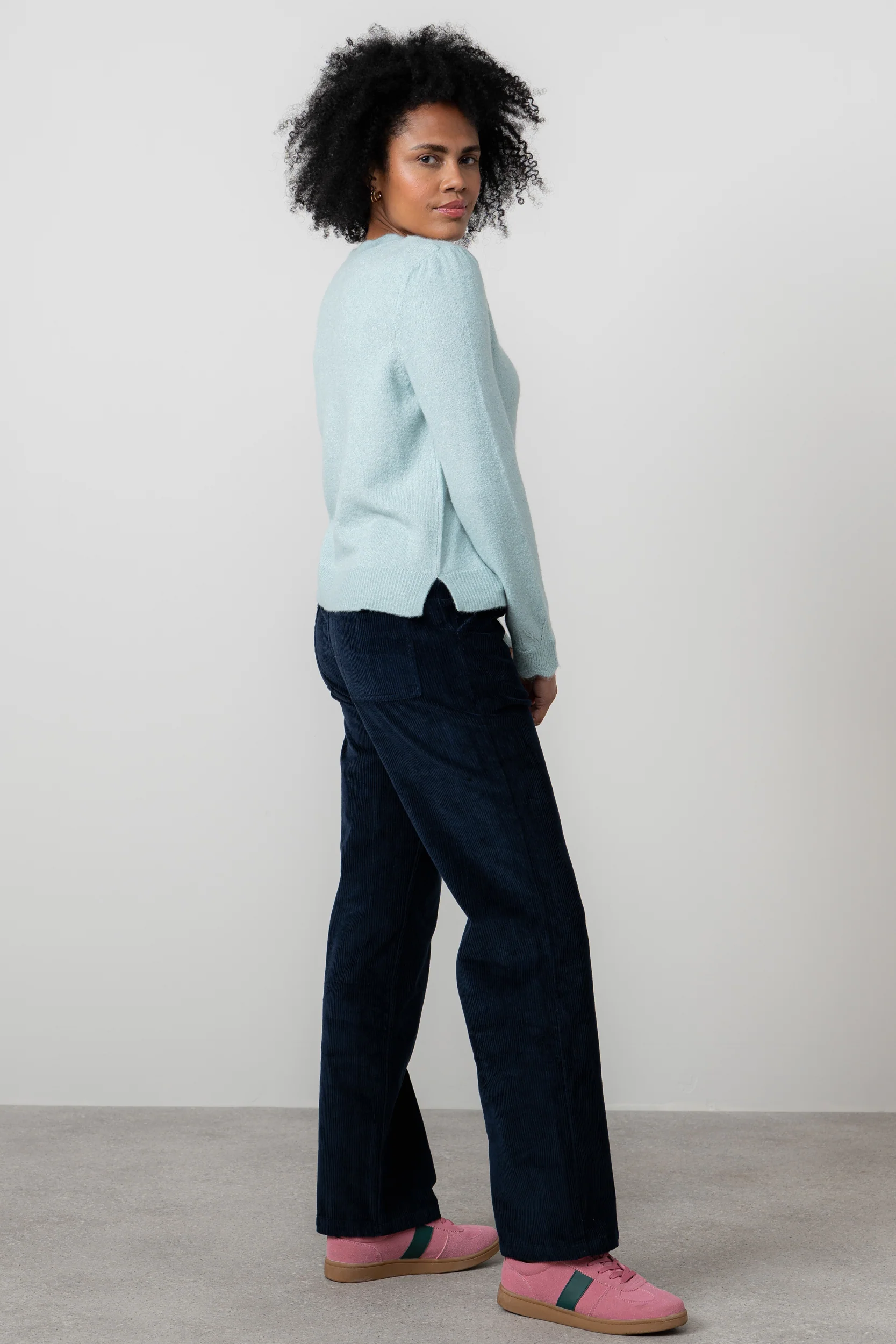 Strachan Stretch Cord Wide Leg Trouser Navy - Image 5