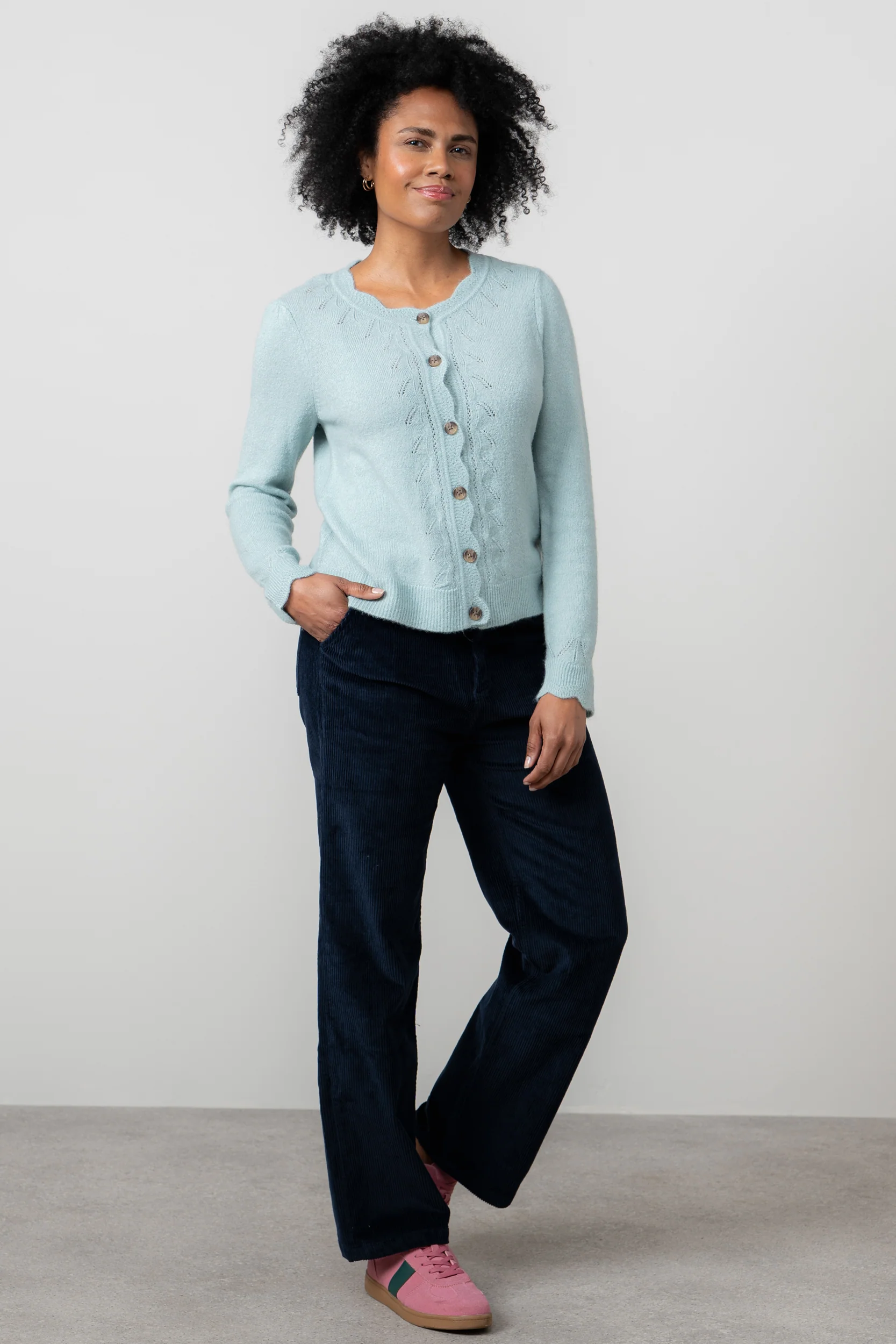 Strachan Stretch Cord Wide Leg Trouser Navy - Image 6