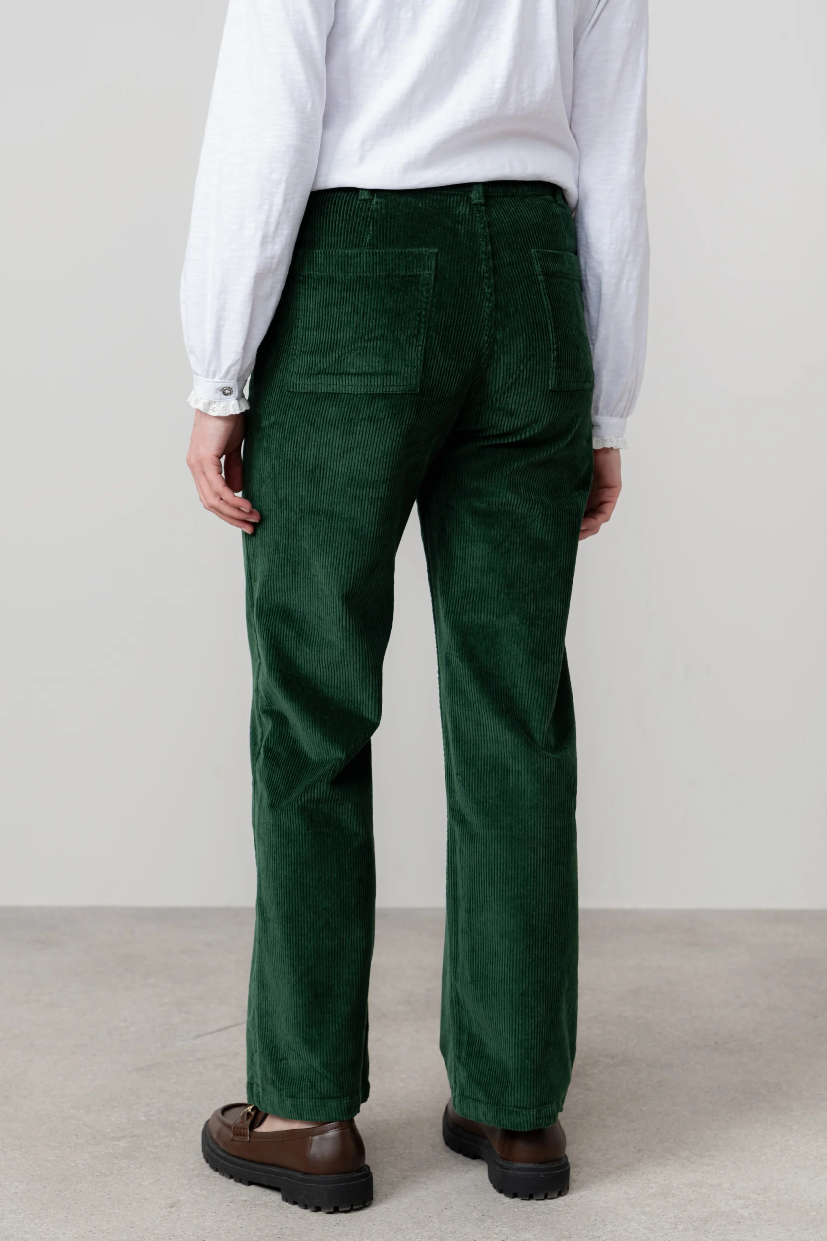 Strachan Stretch Cord Wide Leg Trouser Pine Green - Image 4
