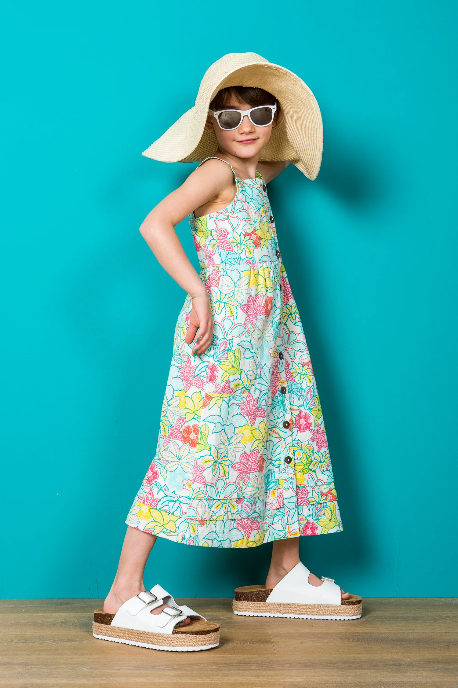 Summer Button Through Tropical Floral Dress - Image 6