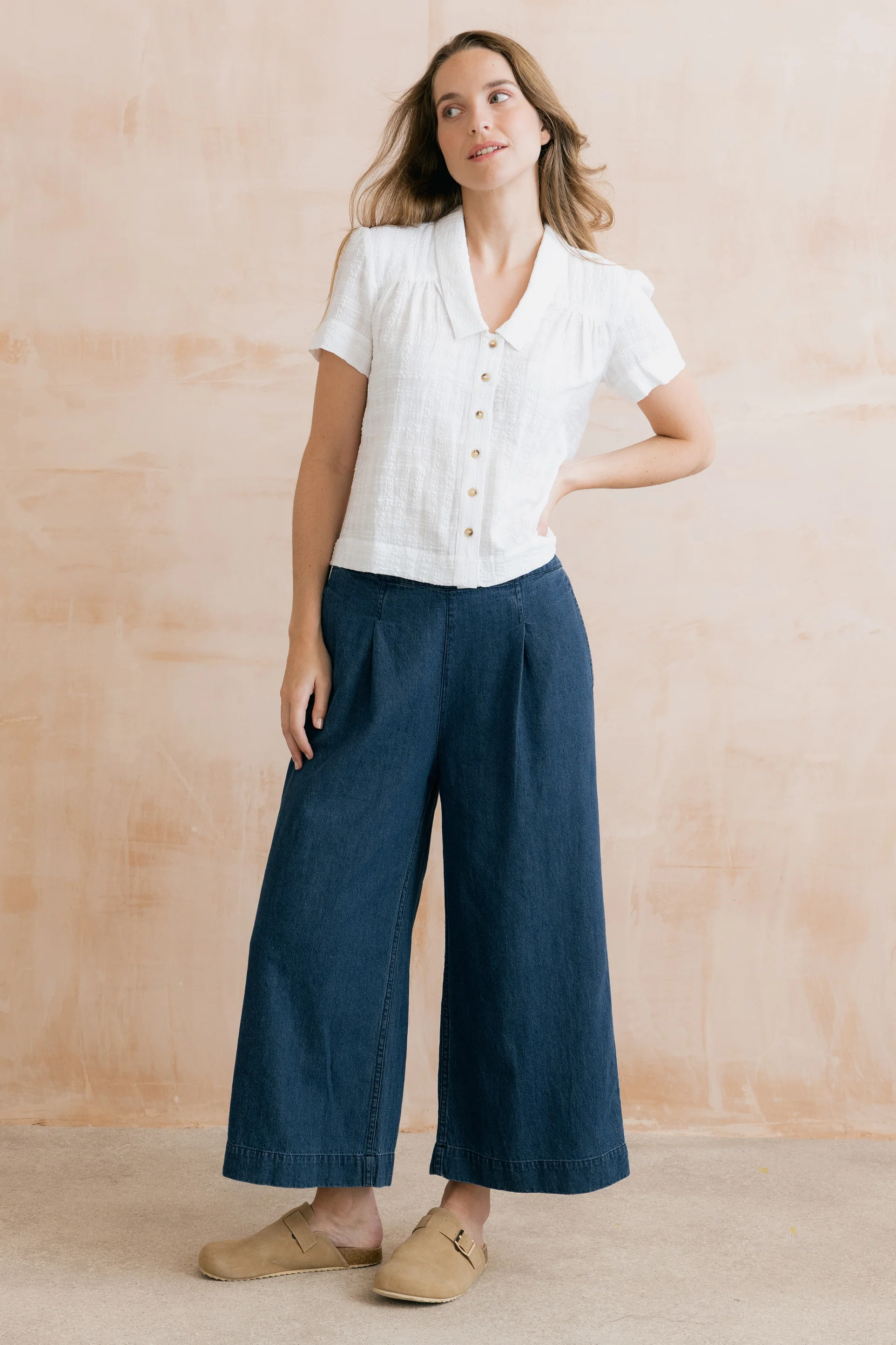 Summer Wide Leg Denim Trousers - Image 3