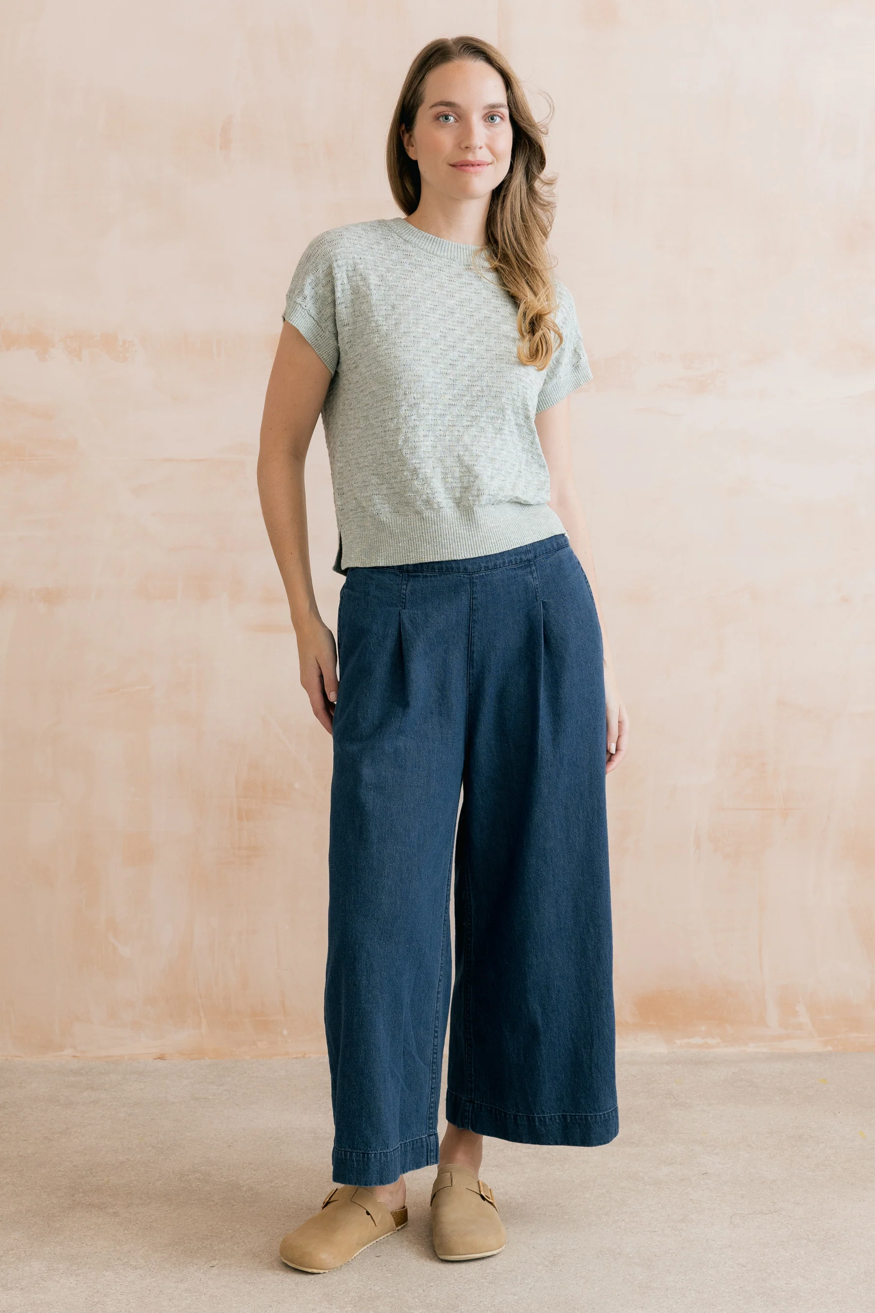 Summer Wide Leg Denim Trousers - Image 4
