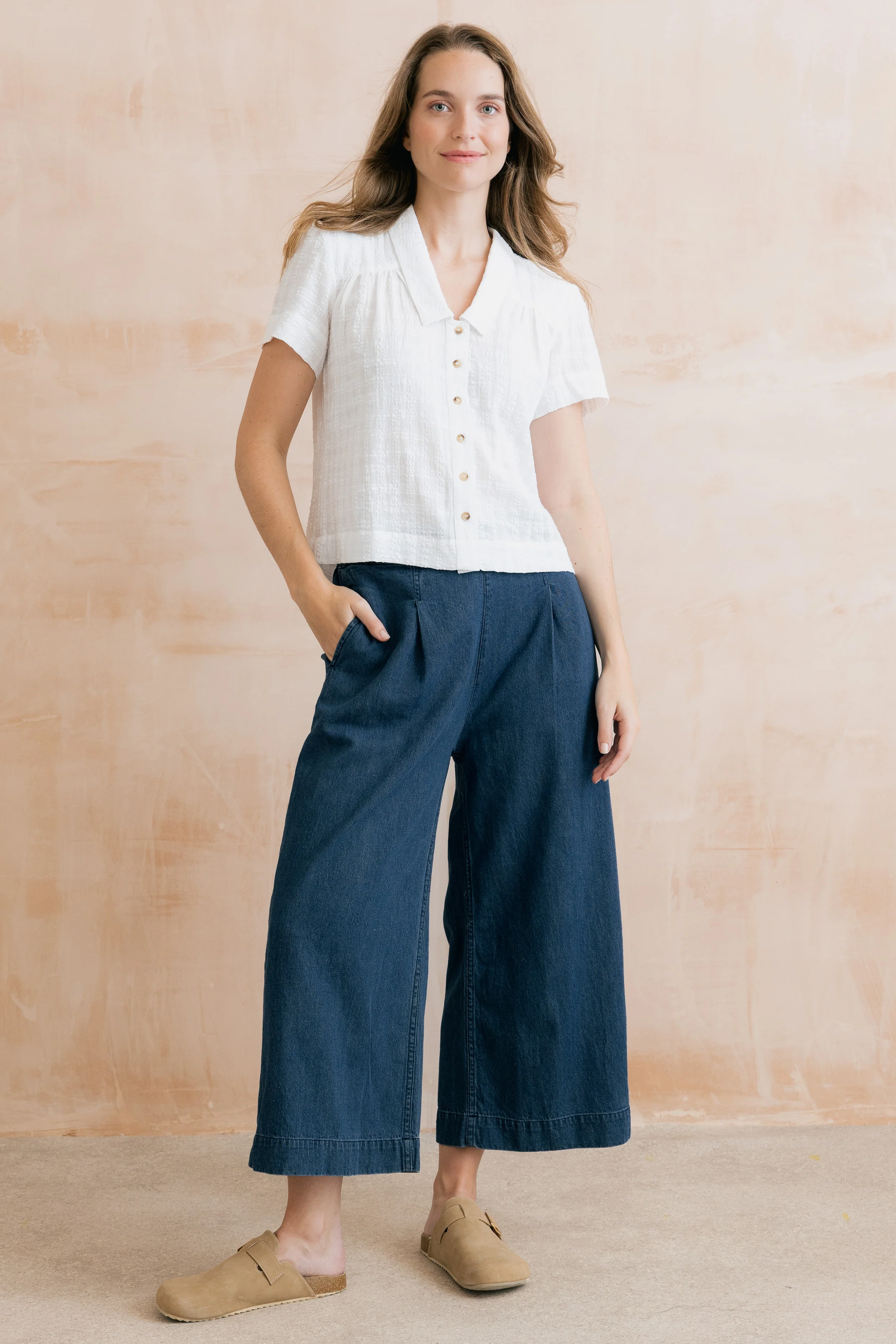Summer Wide Leg Denim Trousers - Image 6