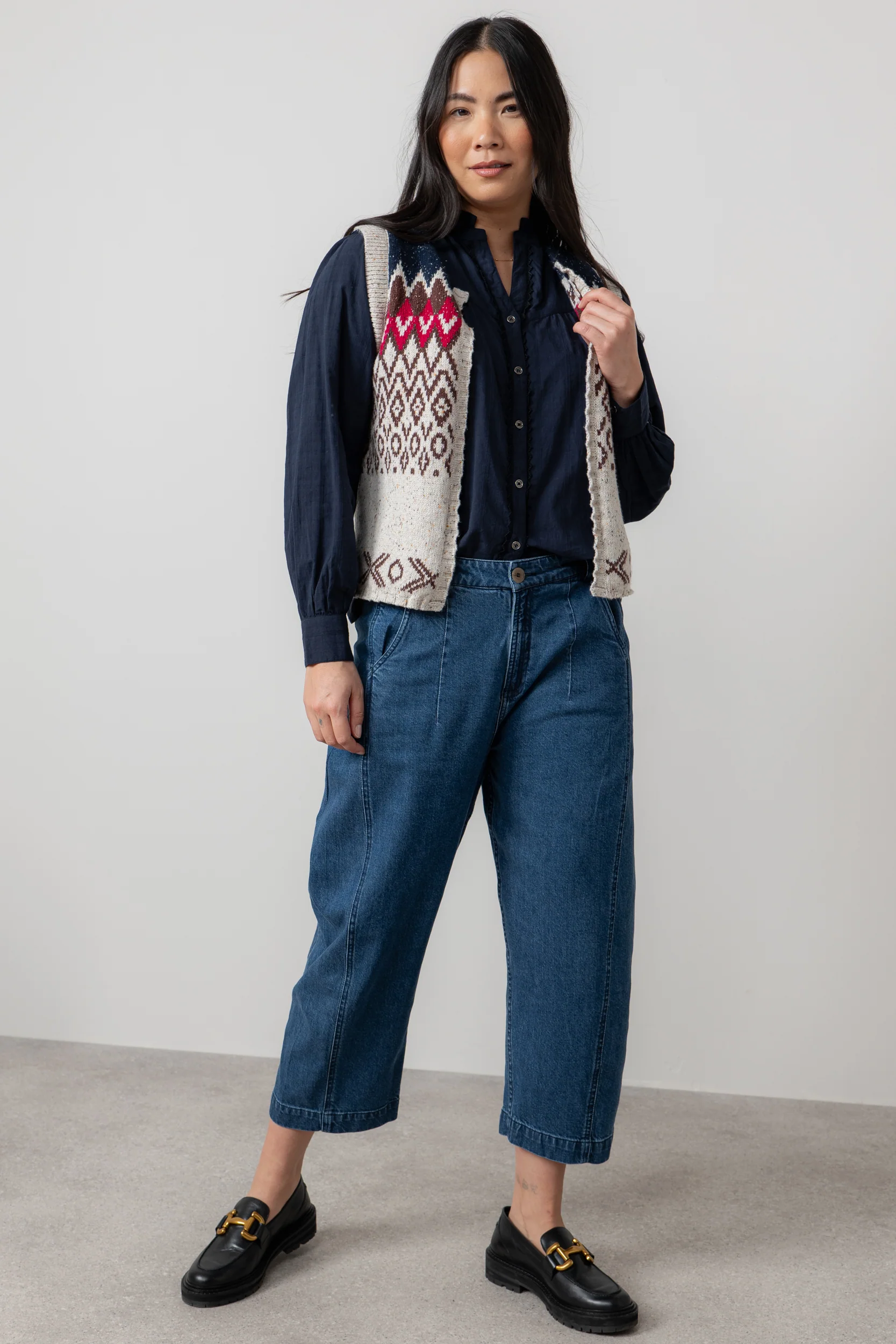 Suvi Fair Isle Knitted Waistcoat Chocolate - Image 5