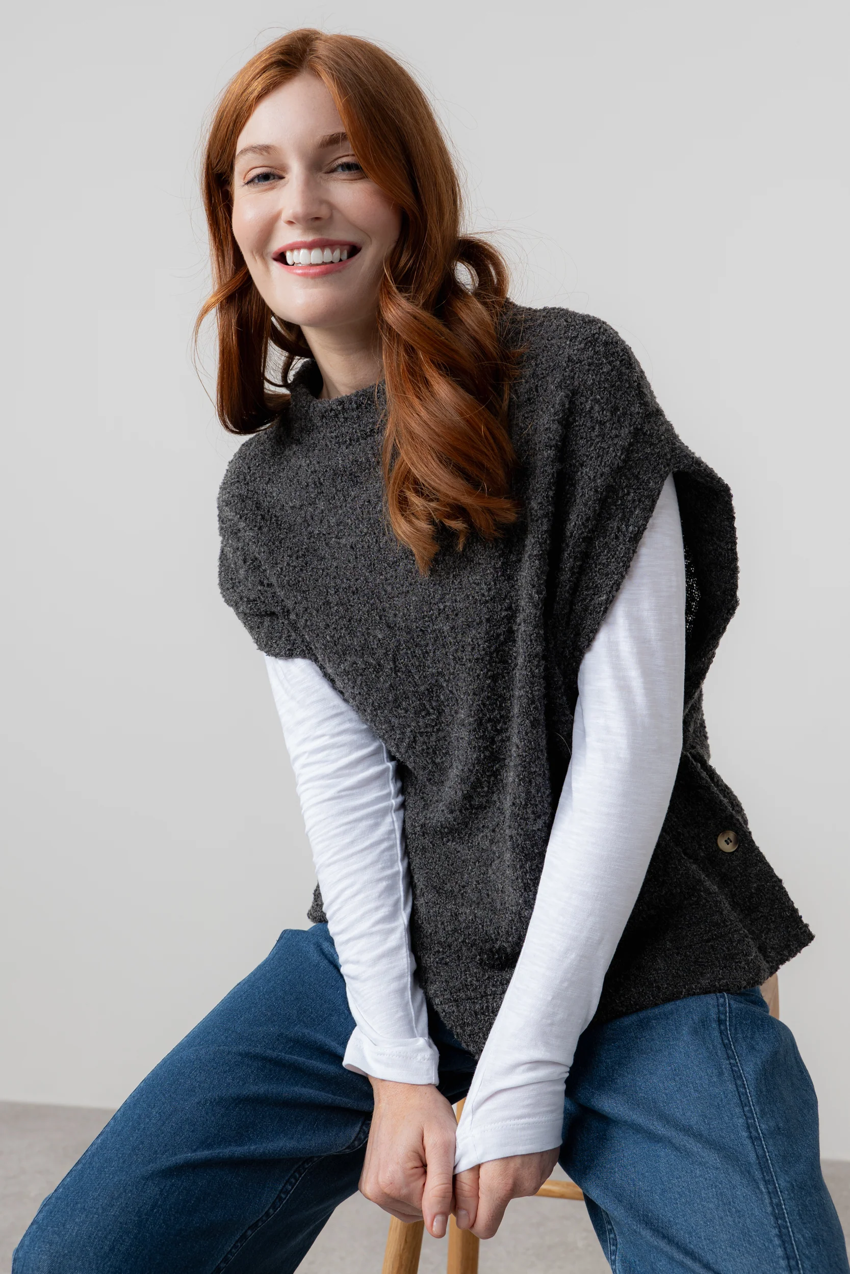 Tabitha Boucle Knit Tank Charcoal - Image 3
