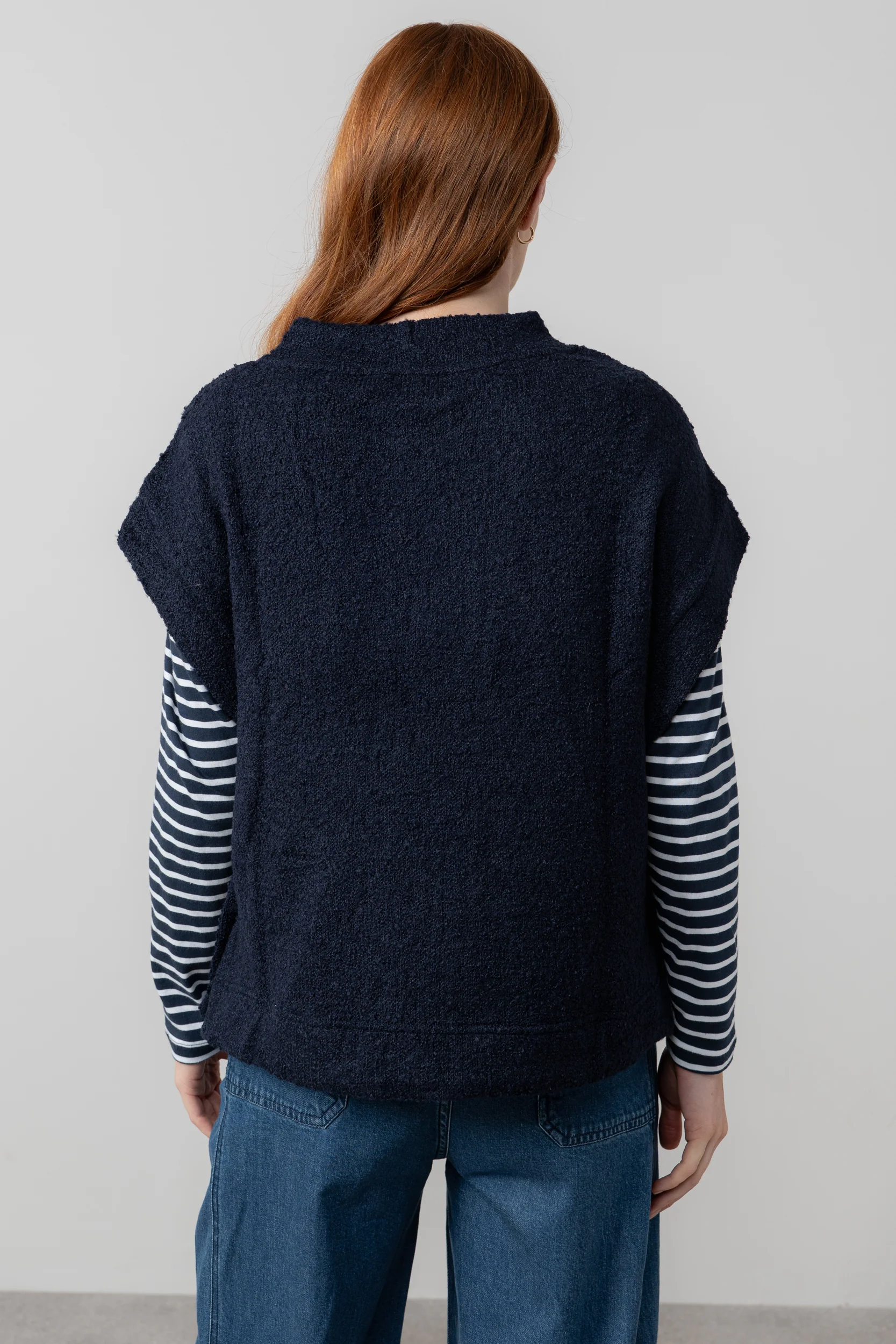 Tabitha Boucle Knit Tank Navy - Image 4