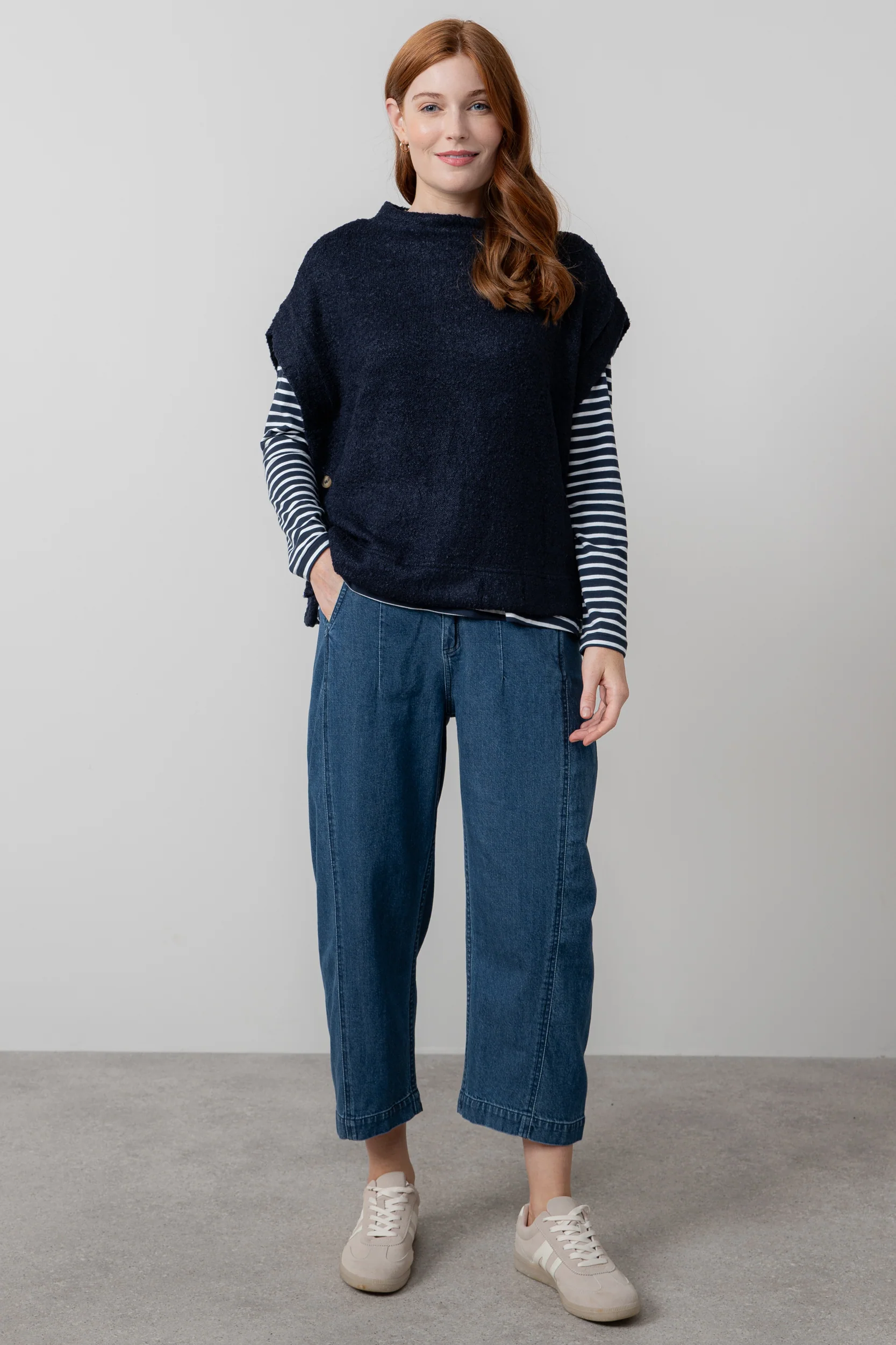 Tabitha Boucle Knit Tank Navy - Image 5