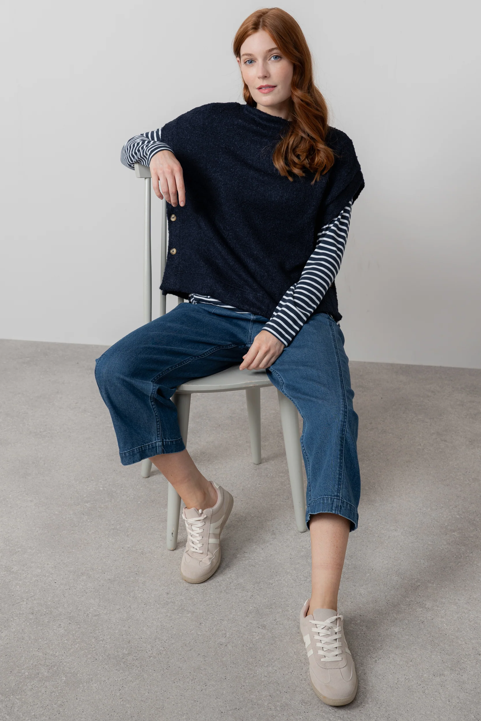 Tabitha Boucle Knit Tank Navy - Image 6