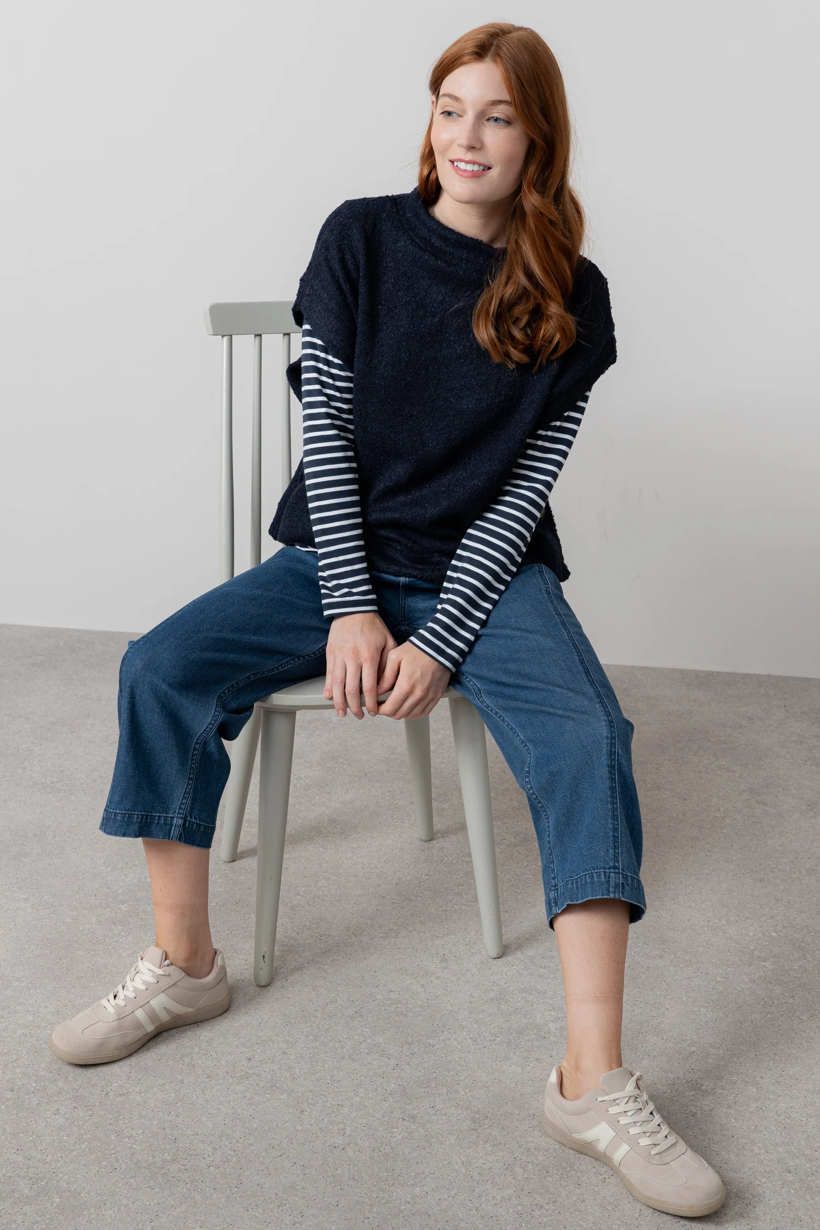 Tabitha Boucle Knit Tank Navy - Image 8