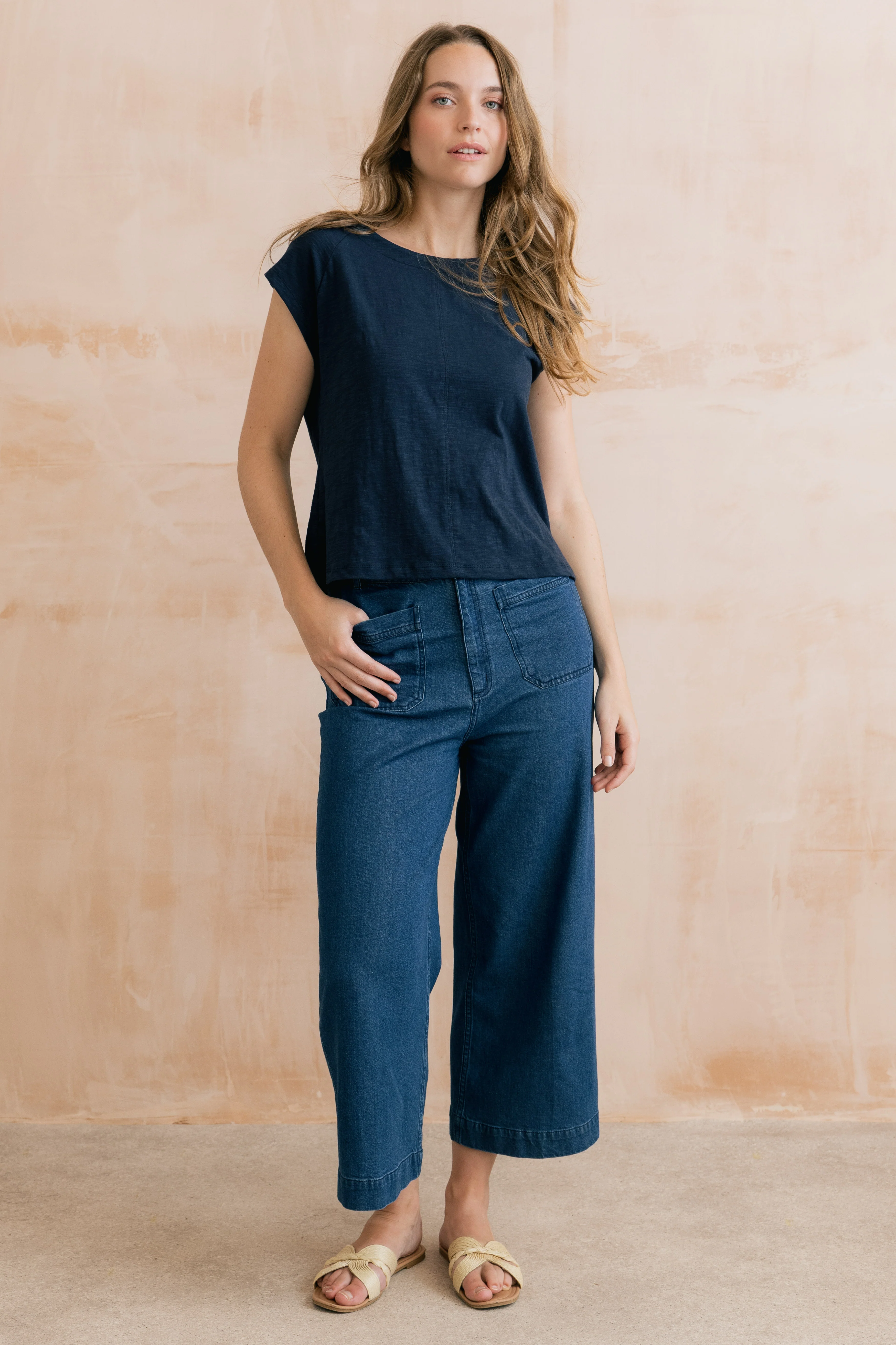 Tidal Organic Cotton T-Shirt Navy - Image 2