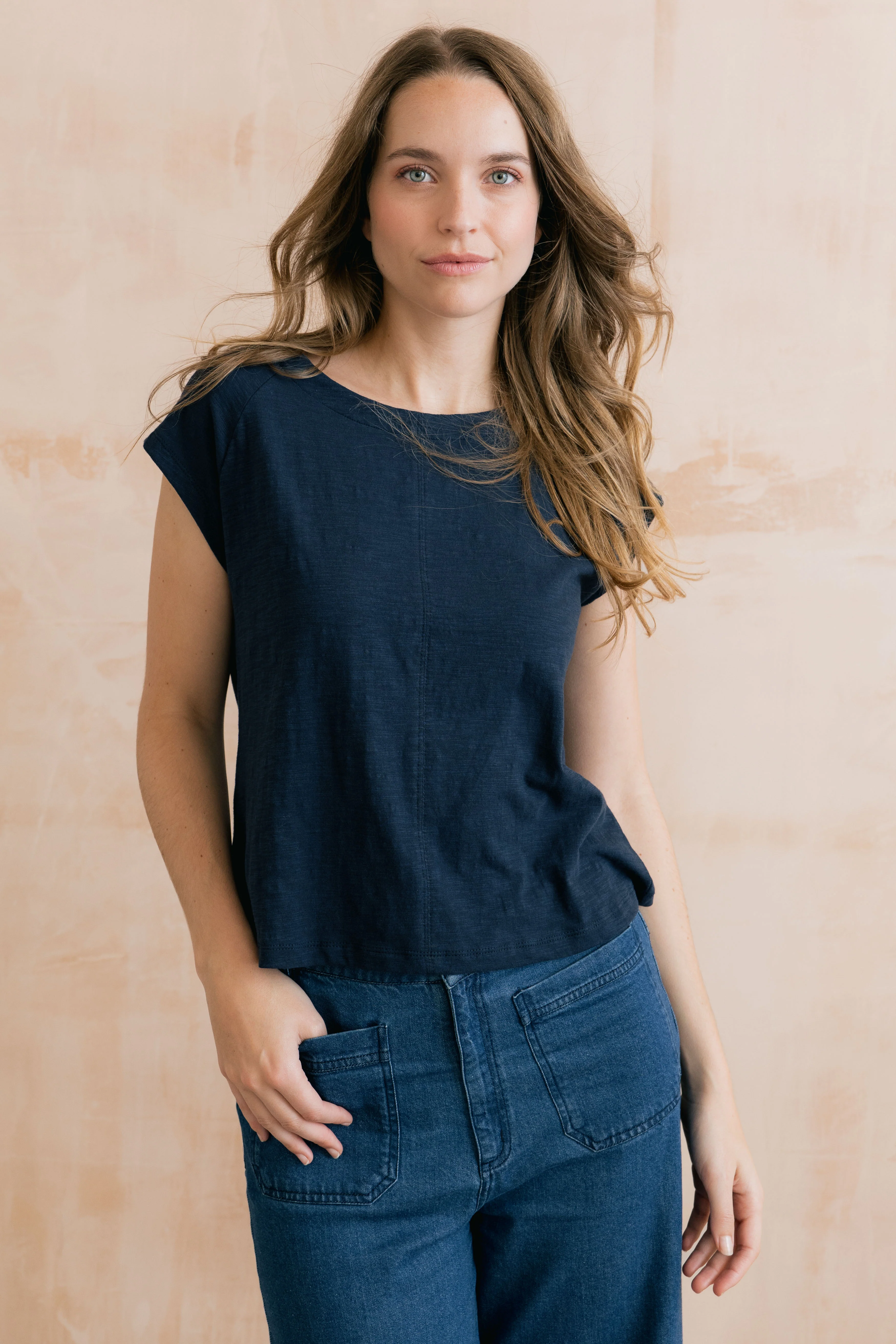 Tidal Organic Cotton T-Shirt Navy - Image 3