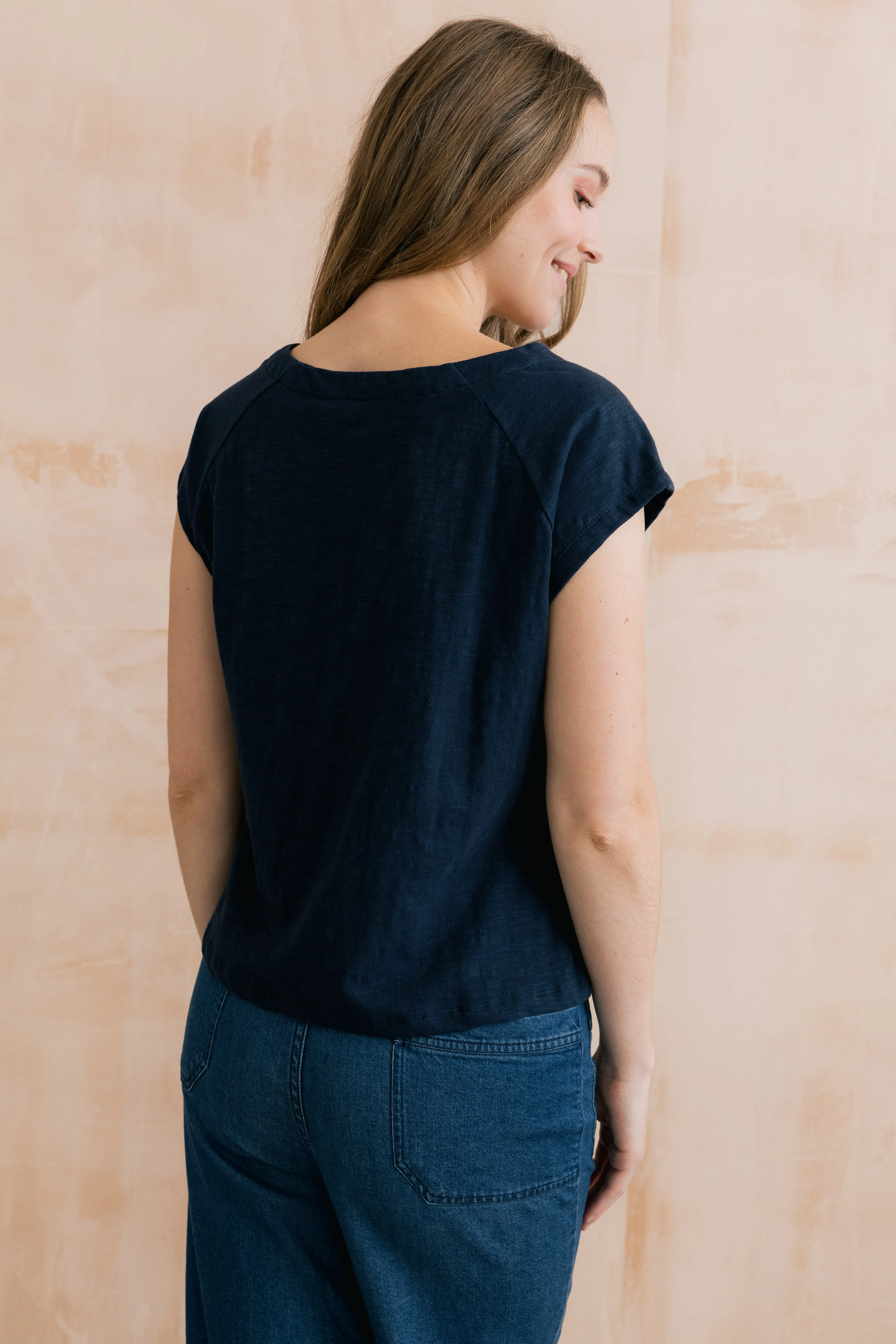 Tidal Organic Cotton T-Shirt Navy - Image 4