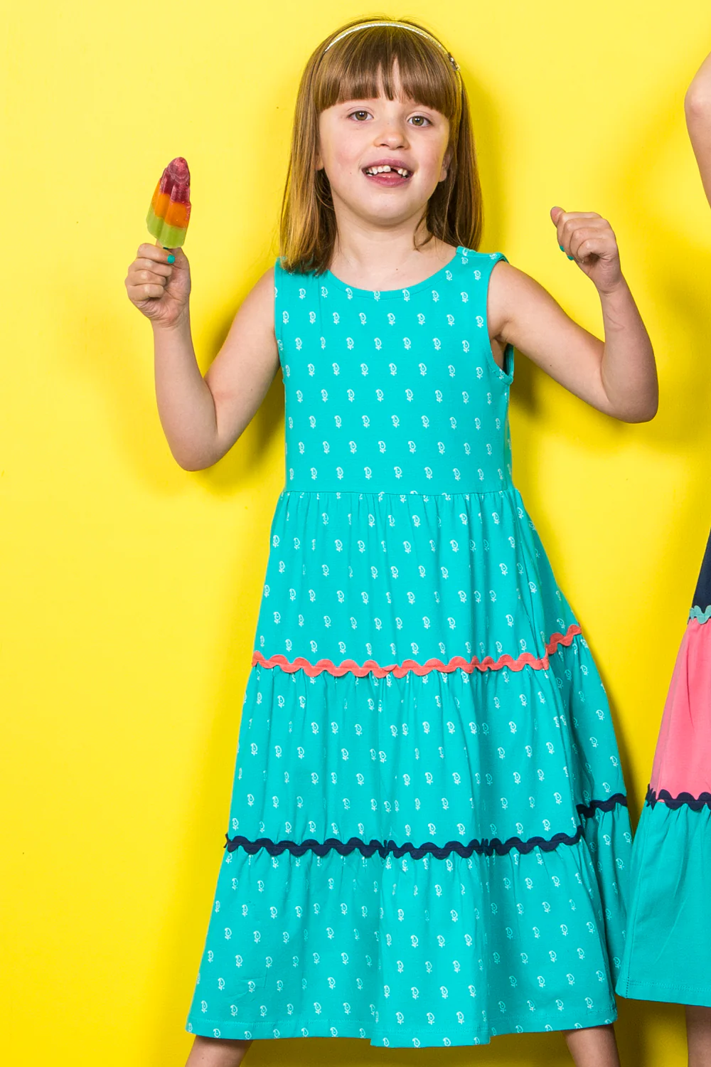 Twirl Block Print Geo Green Dress - Image 4
