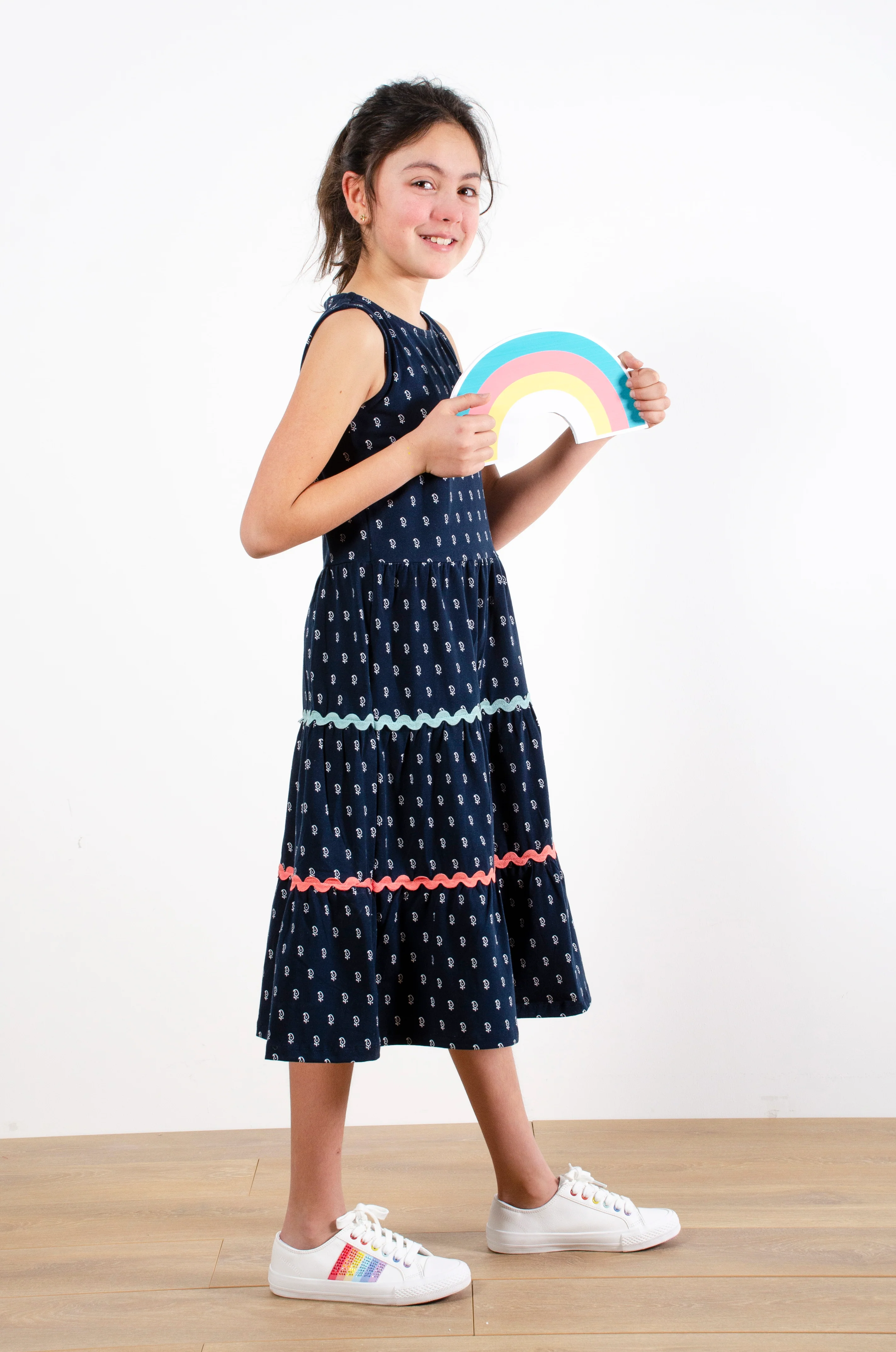 Twirl Block Print Geo Navy Dress - Image 3