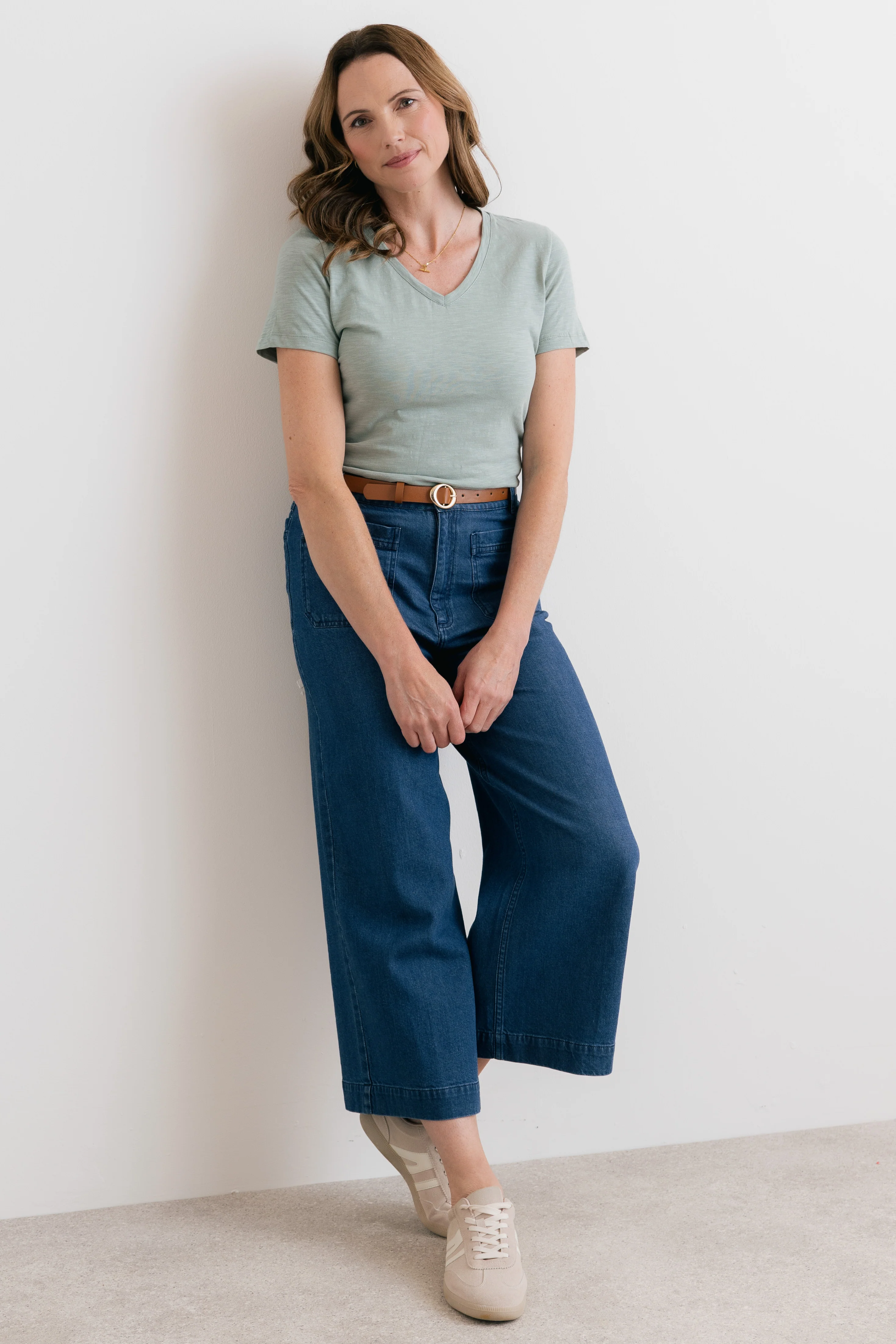 Victoria Organic Cotton V-Neck T-Shirt Silver Sage - Image 2