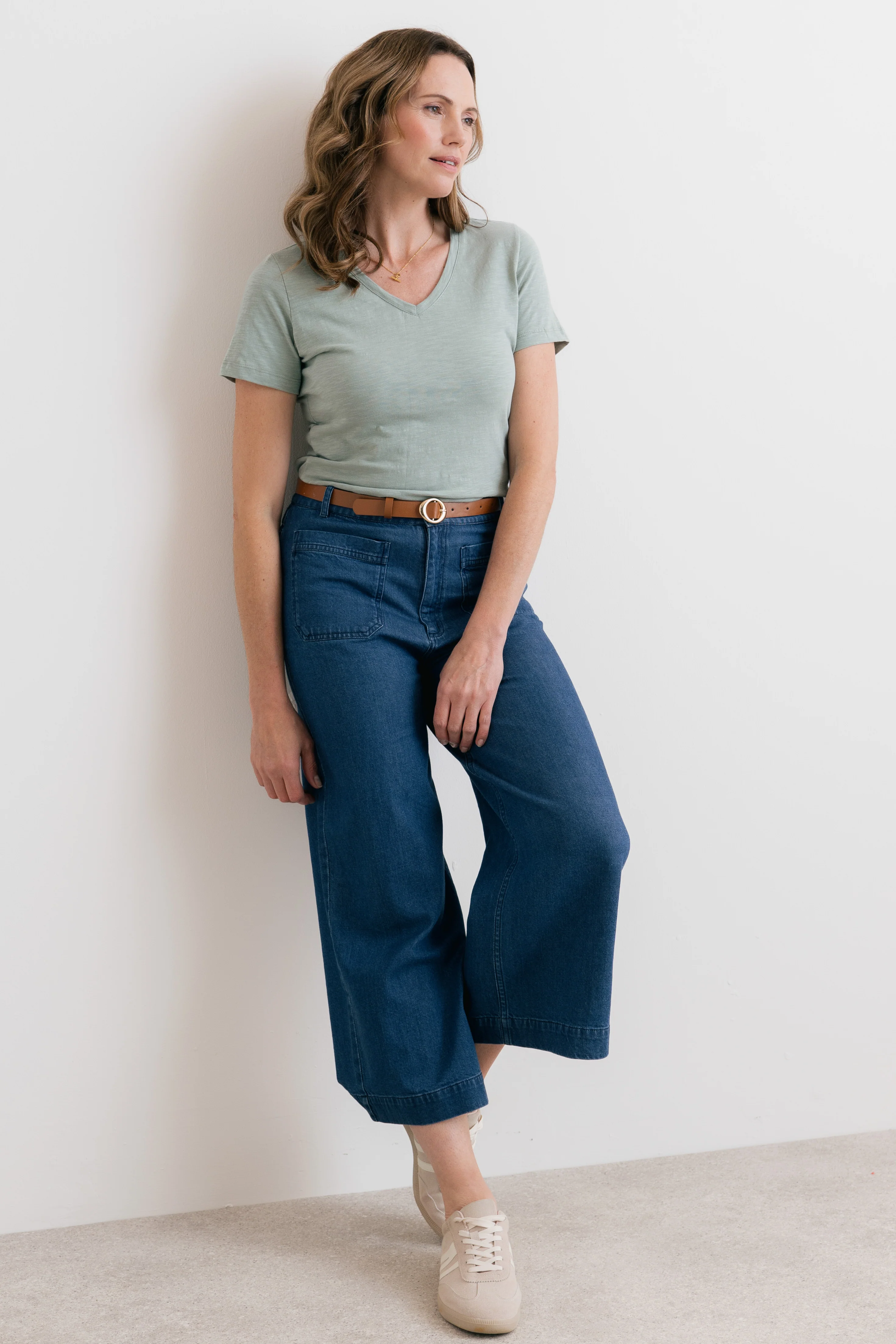 Victoria Organic Cotton V-Neck T-Shirt Silver Sage - Image 5