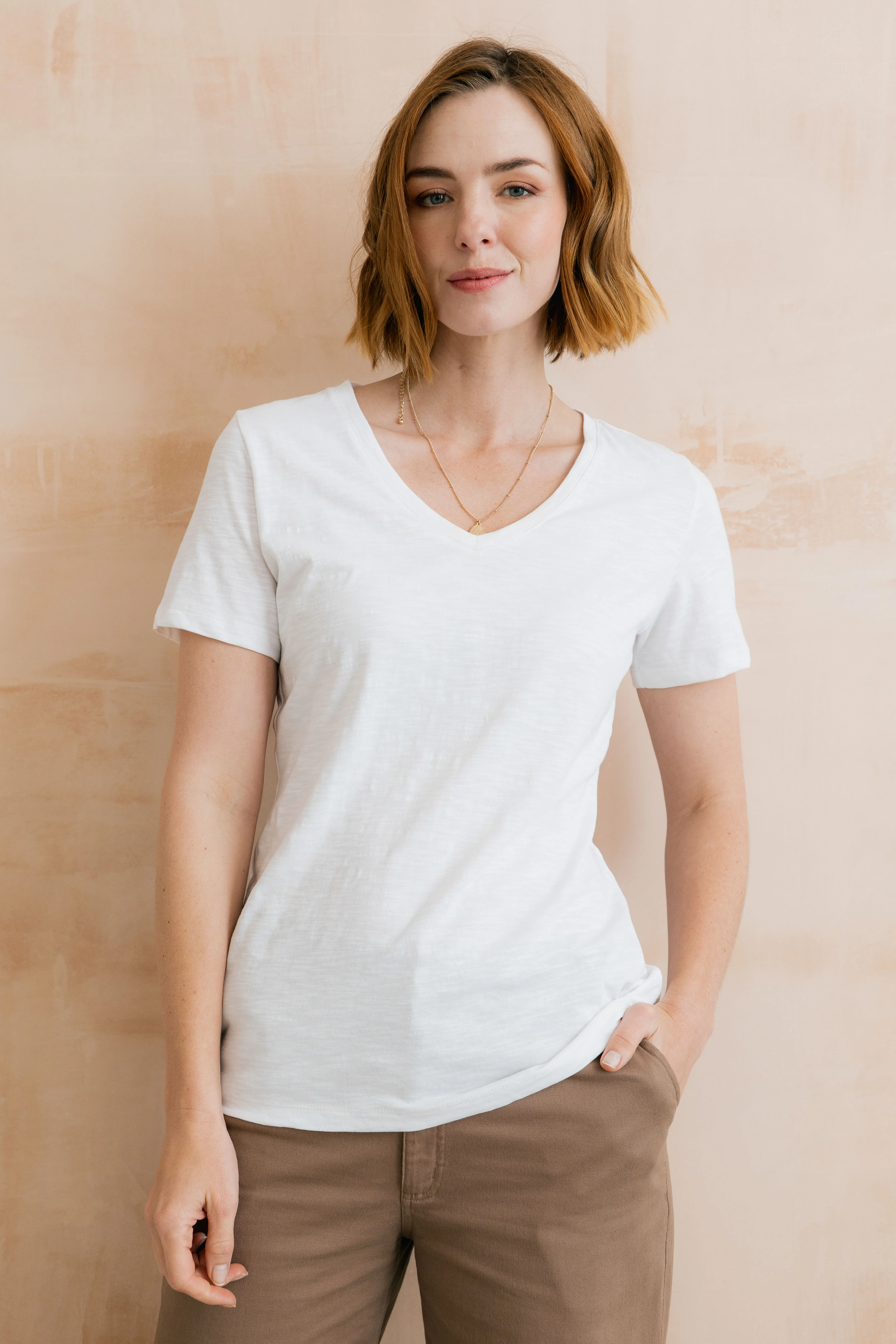 Victoria Organic Cotton V-Neck T-Shirt White - Image 2