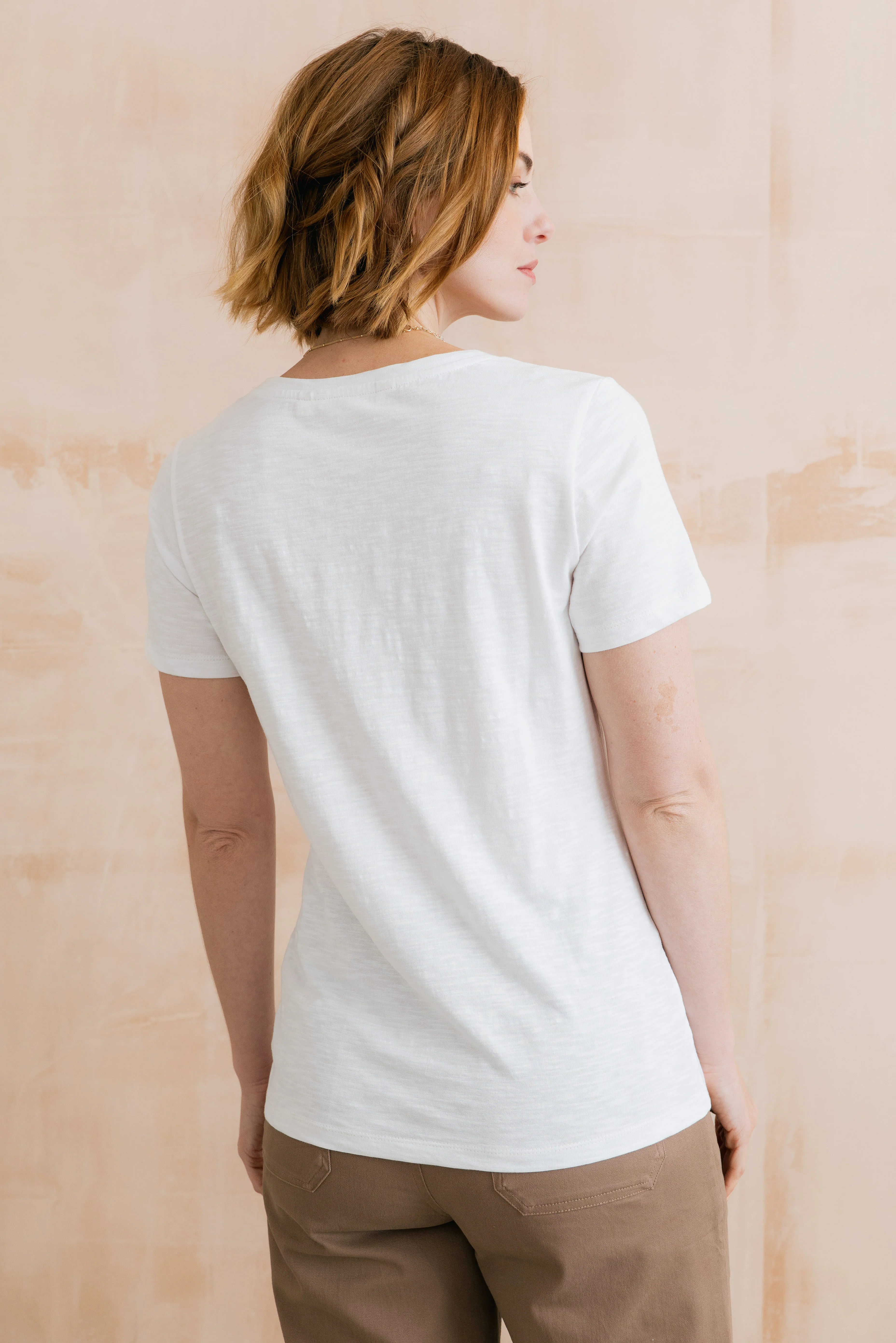 Victoria Organic Cotton V-Neck T-Shirt White - Image 4