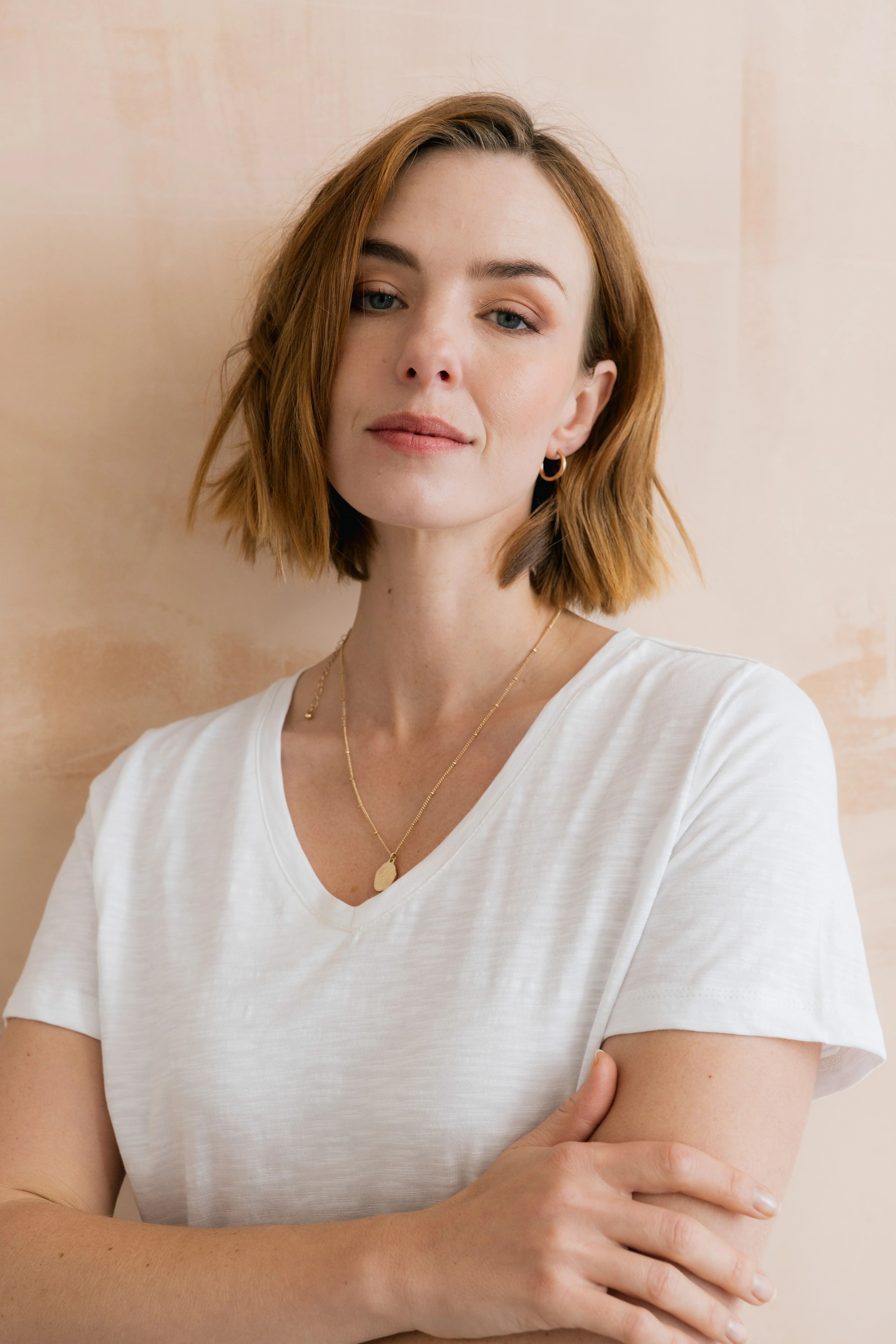 Victoria Organic Cotton V-Neck T-Shirt White - Image 5