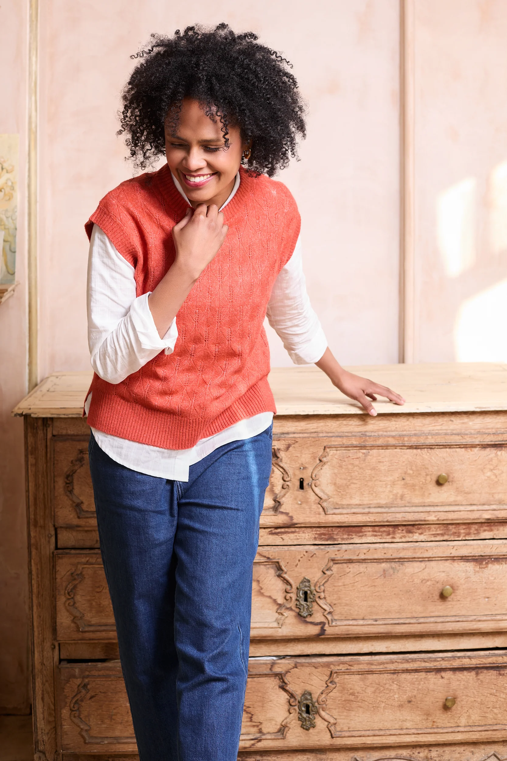 Wallace Pointelle Knit Tank Red - Image 3
