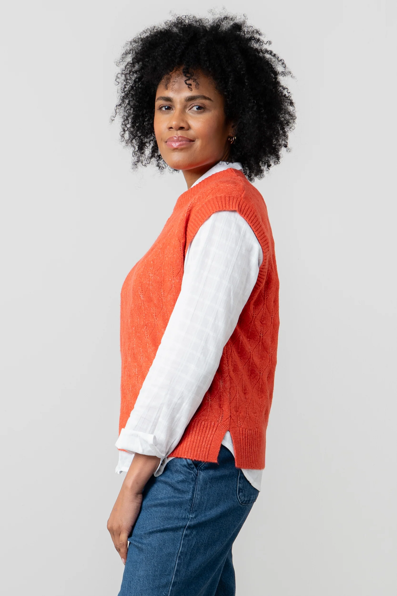 Wallace Pointelle Knit Tank Red - Image 4