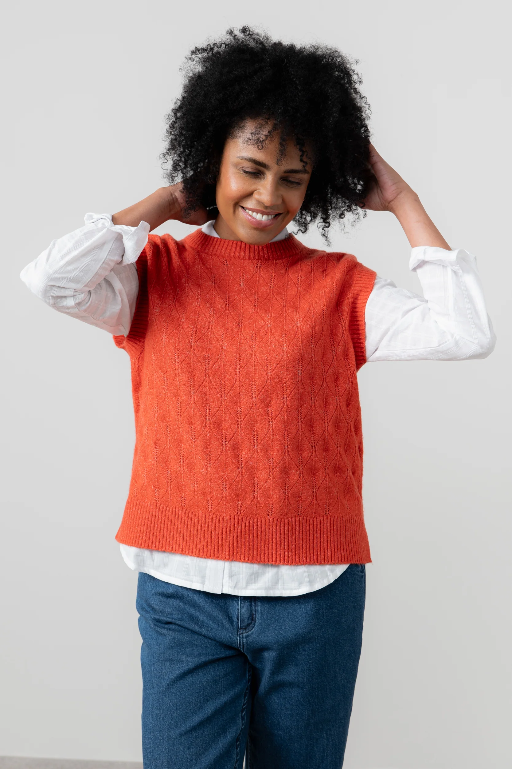 Wallace Pointelle Knit Tank Red - Image 5