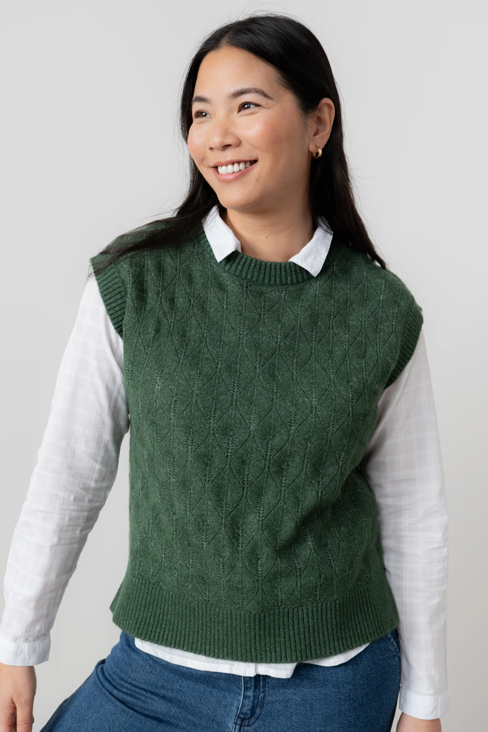 Wallace Pointelle Knit Tank Top Pine Green - Image 3