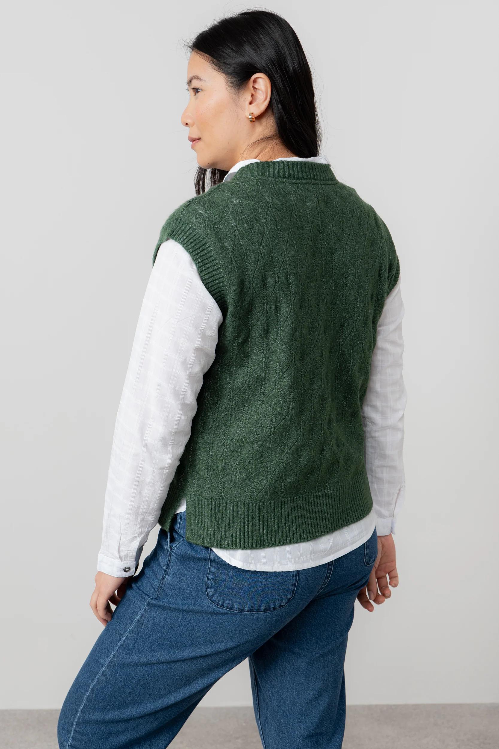 Wallace Pointelle Knit Tank Top Pine Green - Image 4