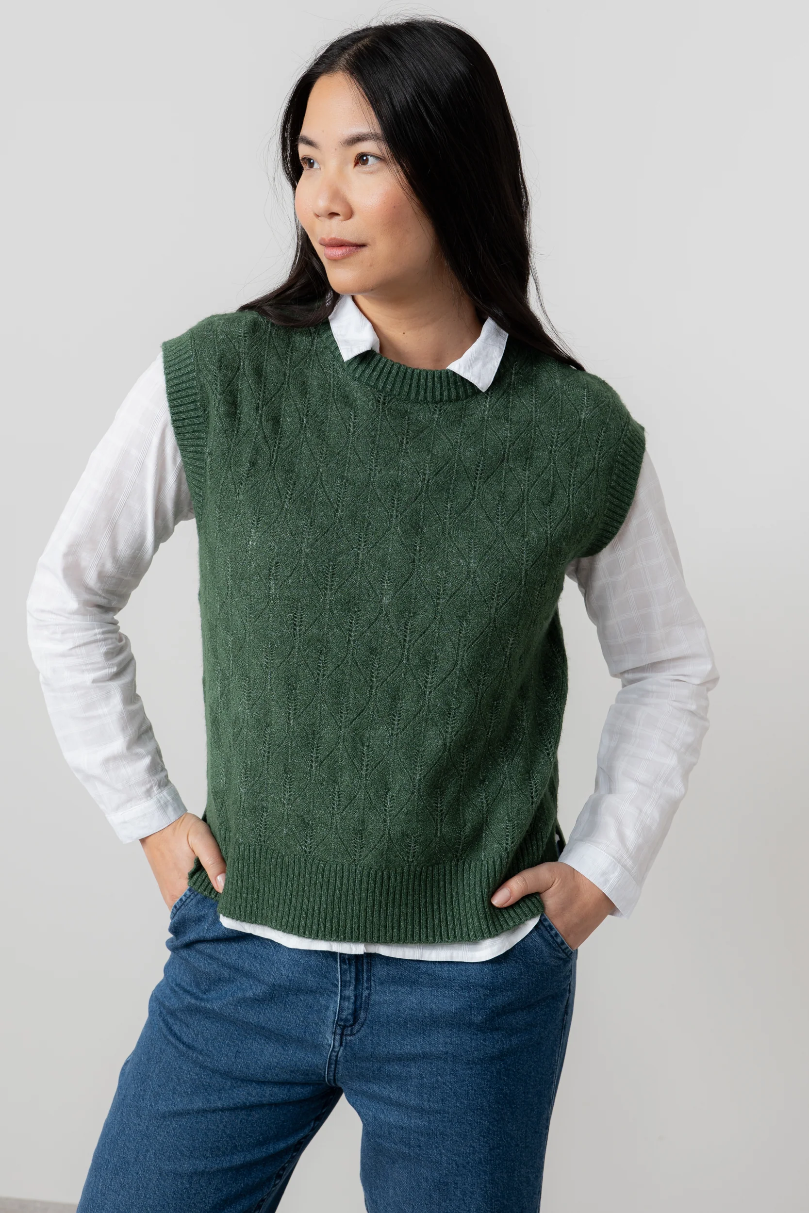 Wallace Pointelle Knit Tank Top Pine Green - Image 5