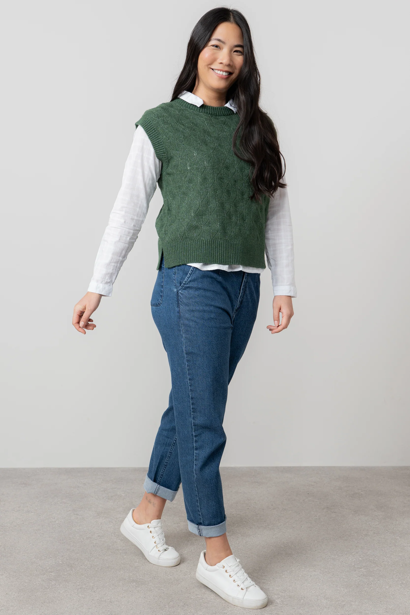 Wallace Pointelle Knit Tank Top Pine Green - Image 6