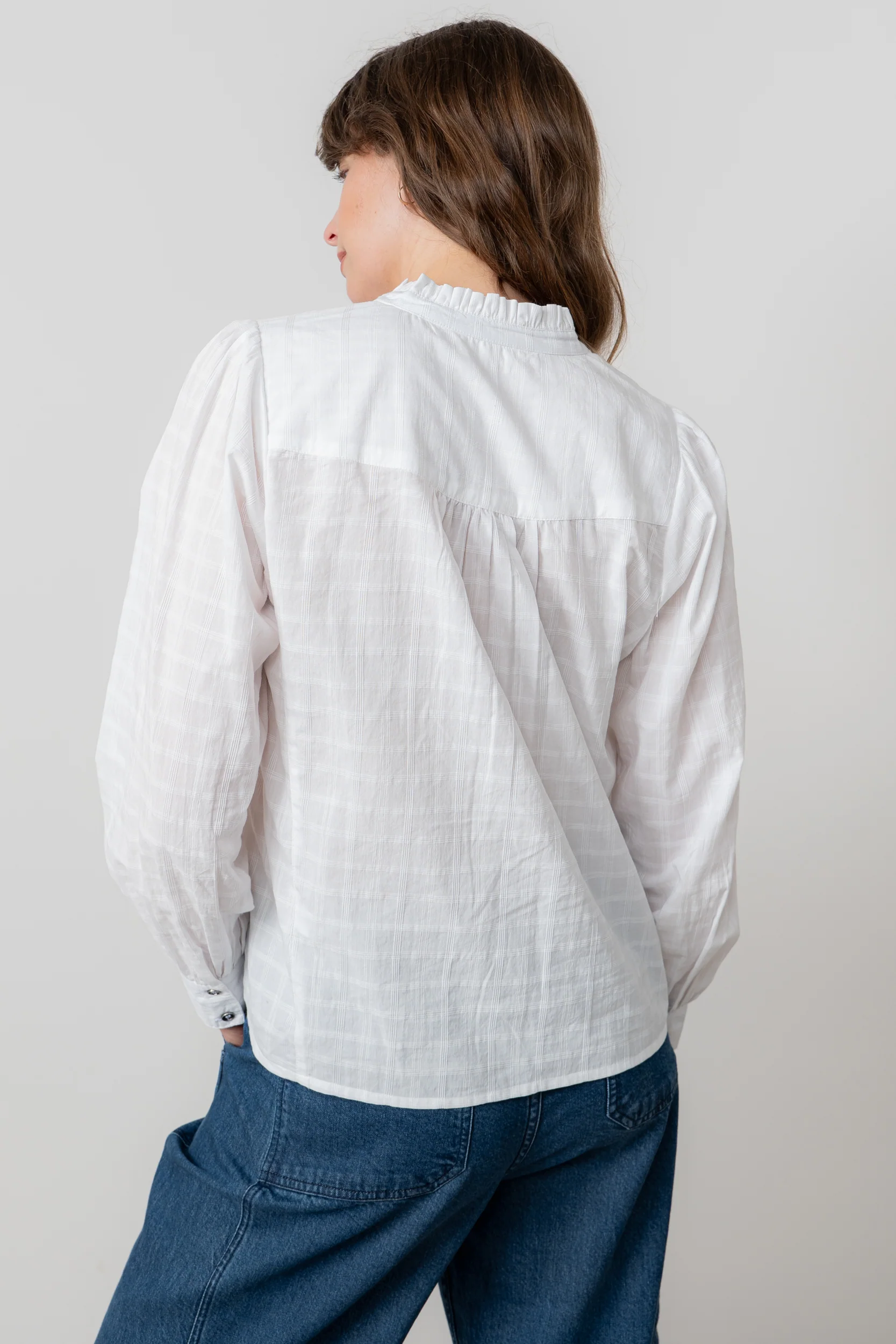 Wayfaring Cotton Check Blouse White - Image 4