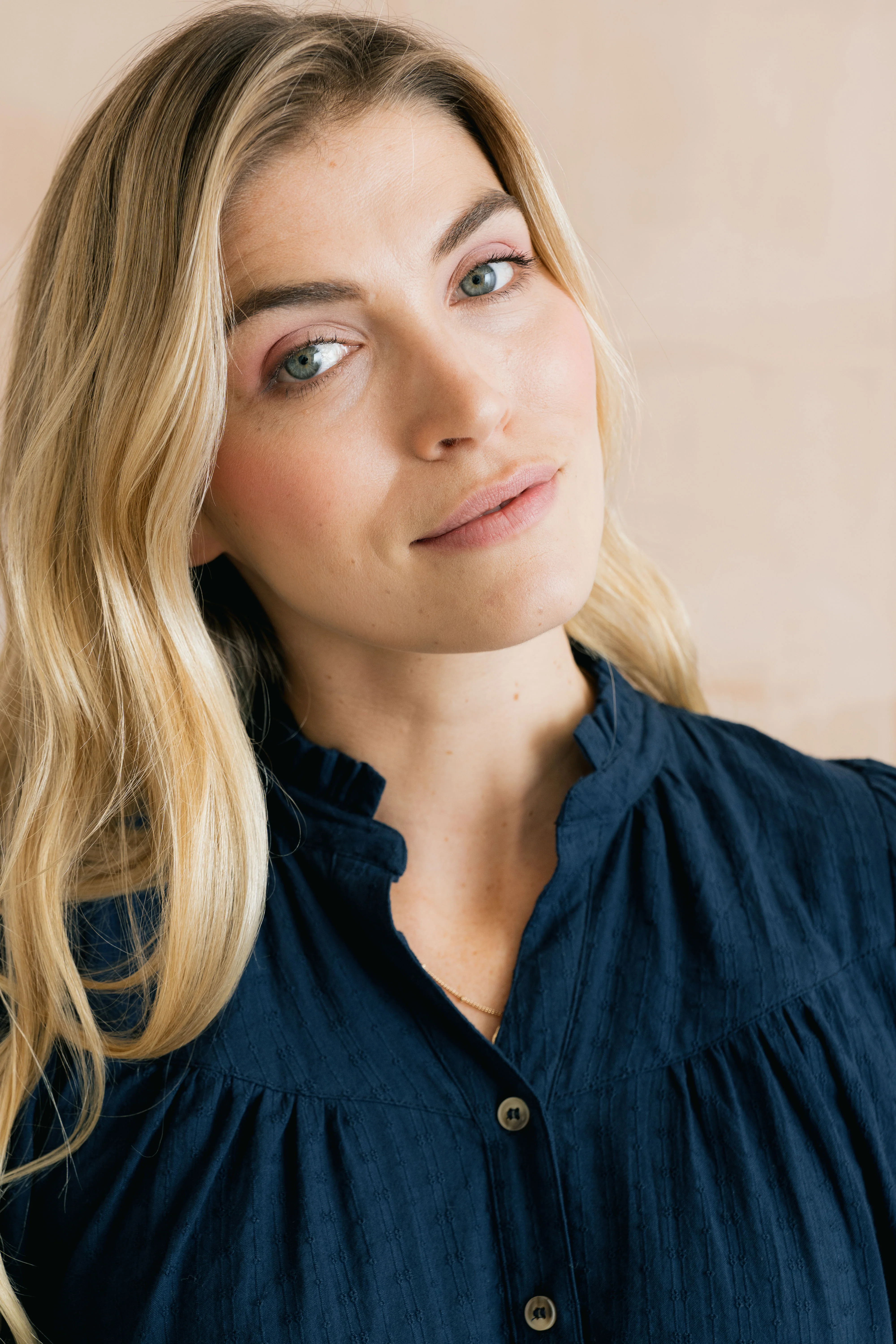 Wayfaring Embroidered Cotton Blouse Navy - Image 3