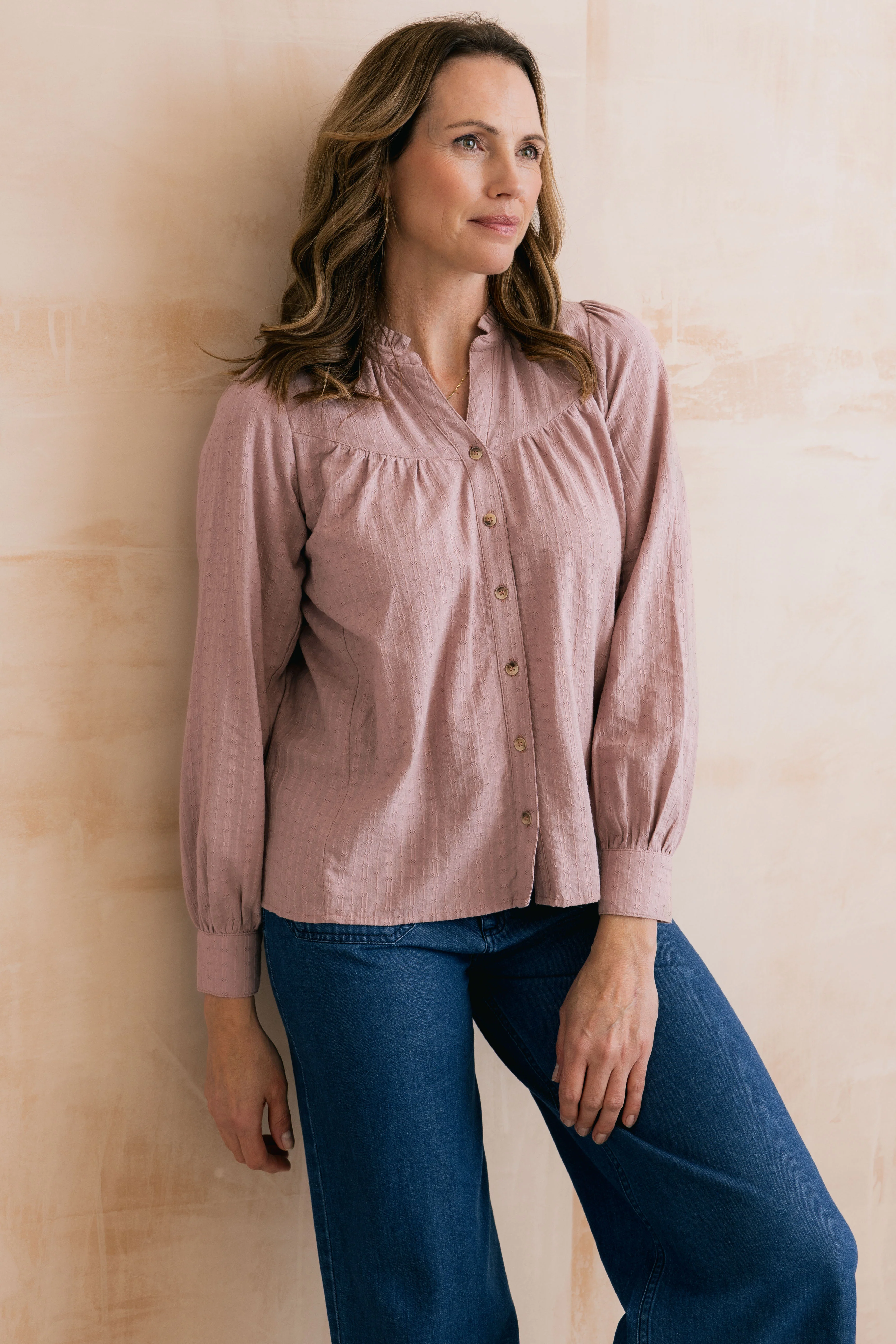 Wayfaring Embroidered Cotton Blouse Soft Pink - Image 2