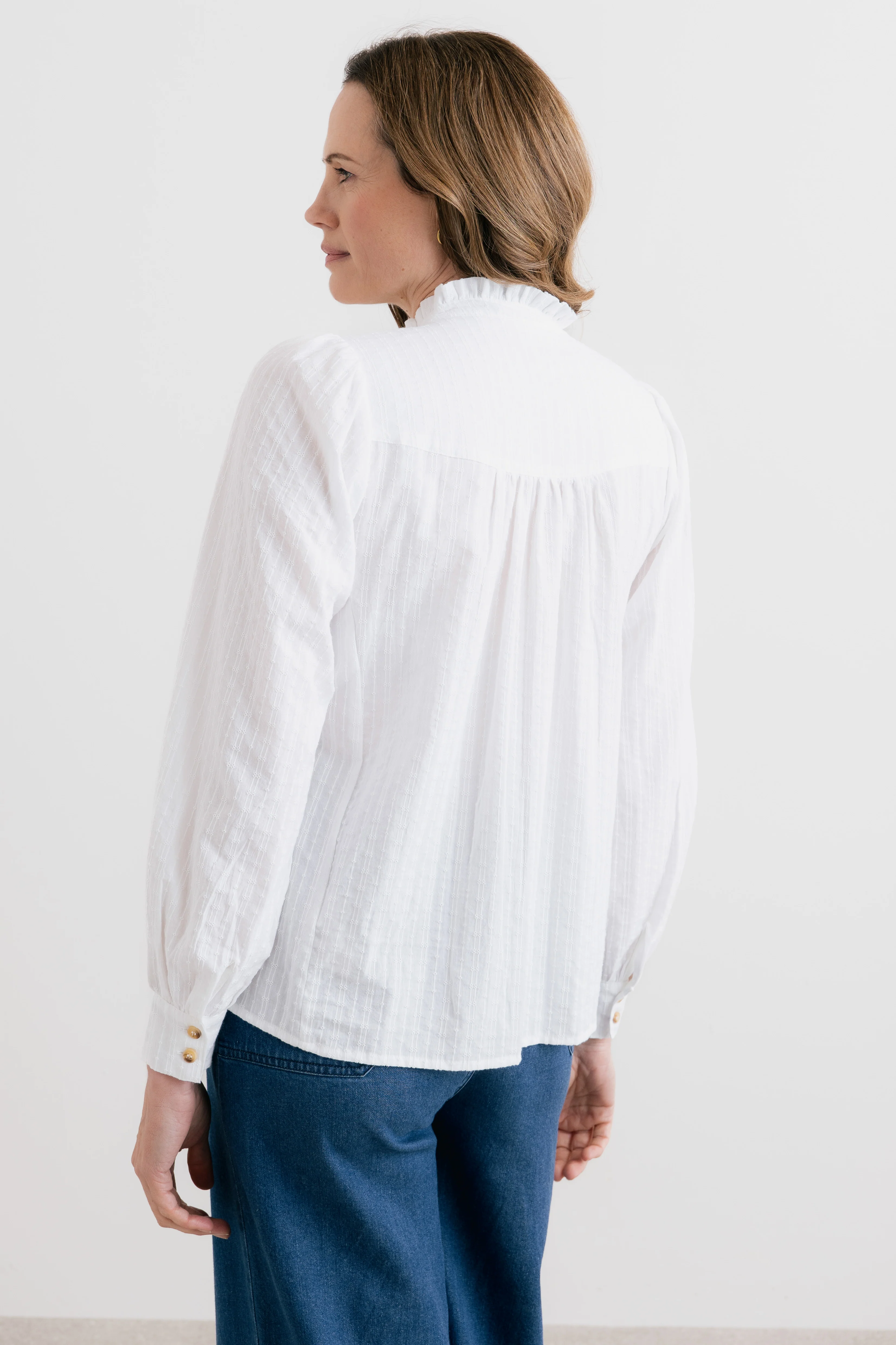 Wayfaring Embroidered Cotton Blouse White - Image 4