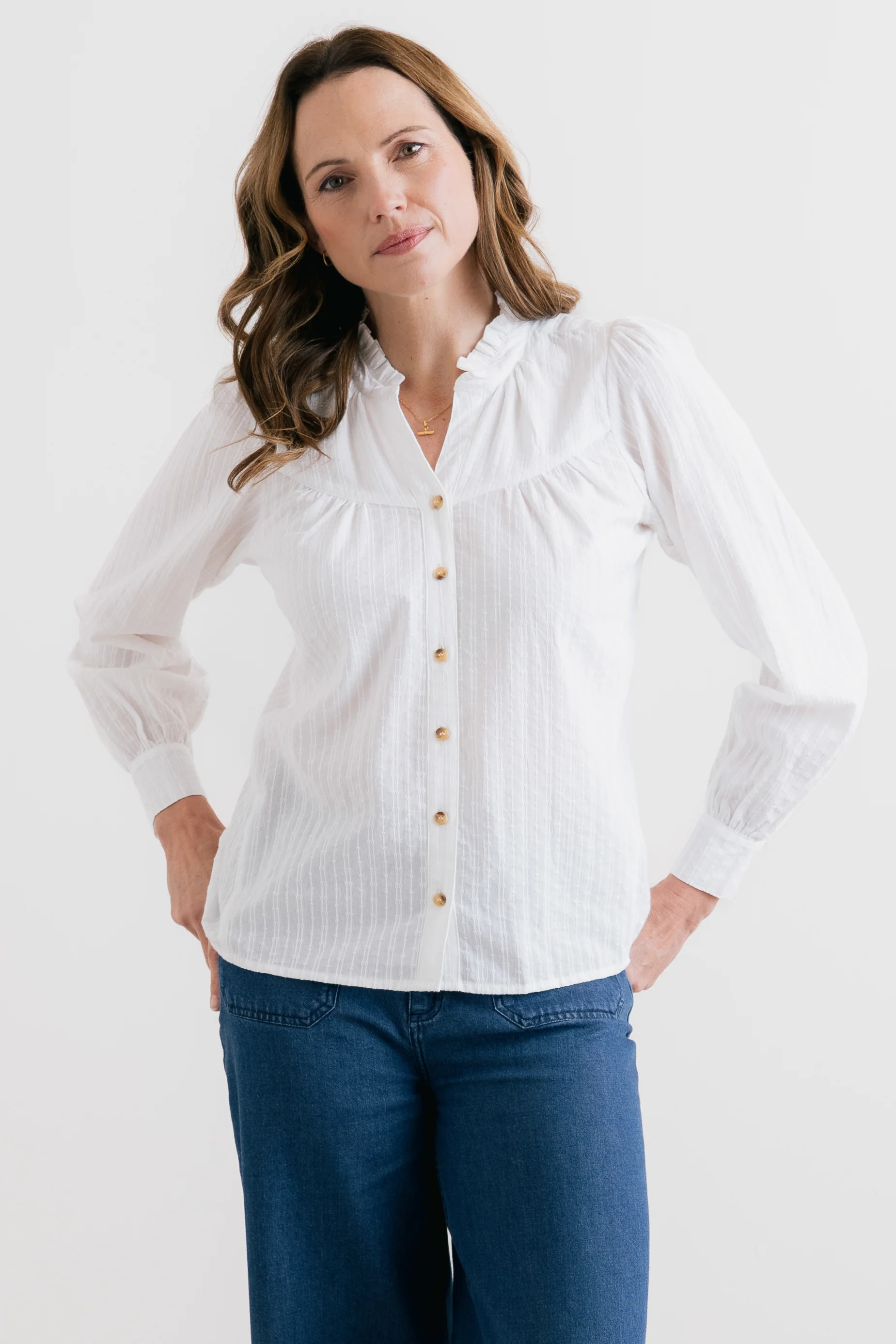 Wayfaring Embroidered Cotton Blouse White - Image 5