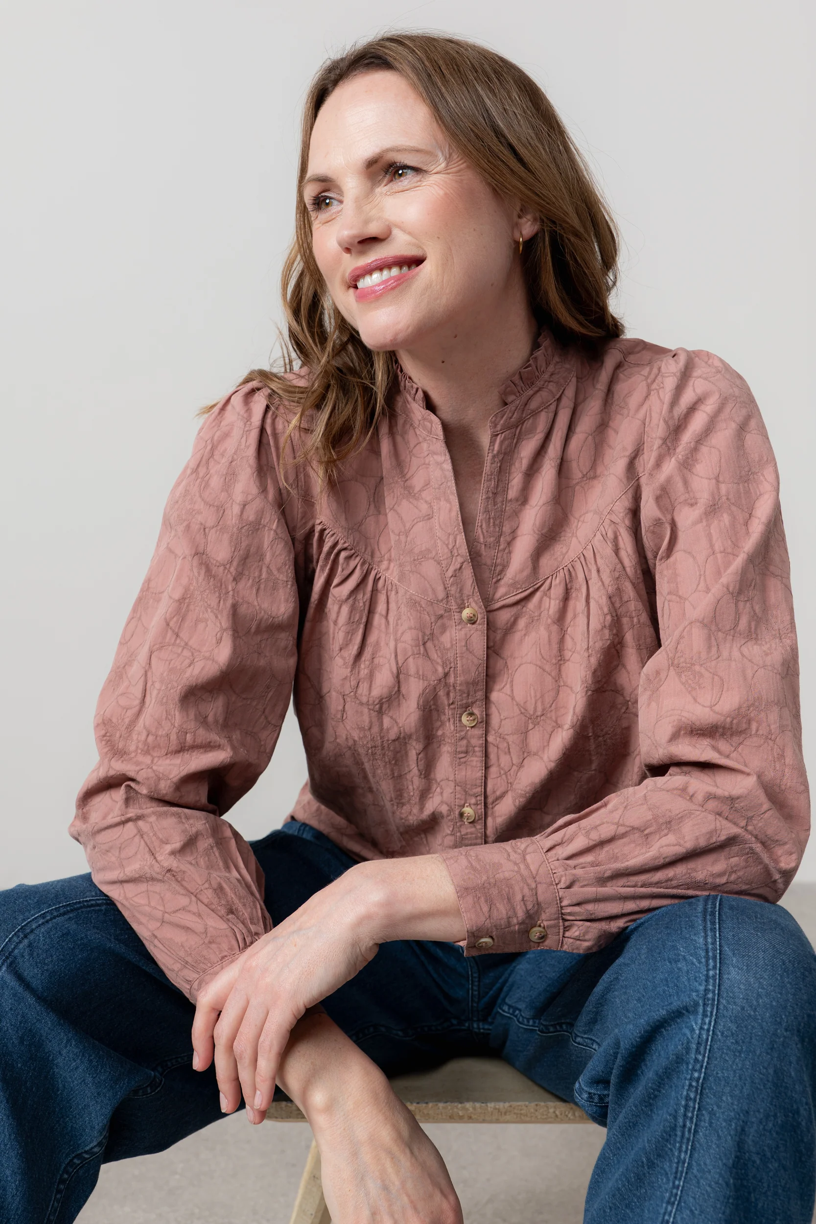 Wayfaring Textured Jacquard Blouse Antique Rose - Image 3
