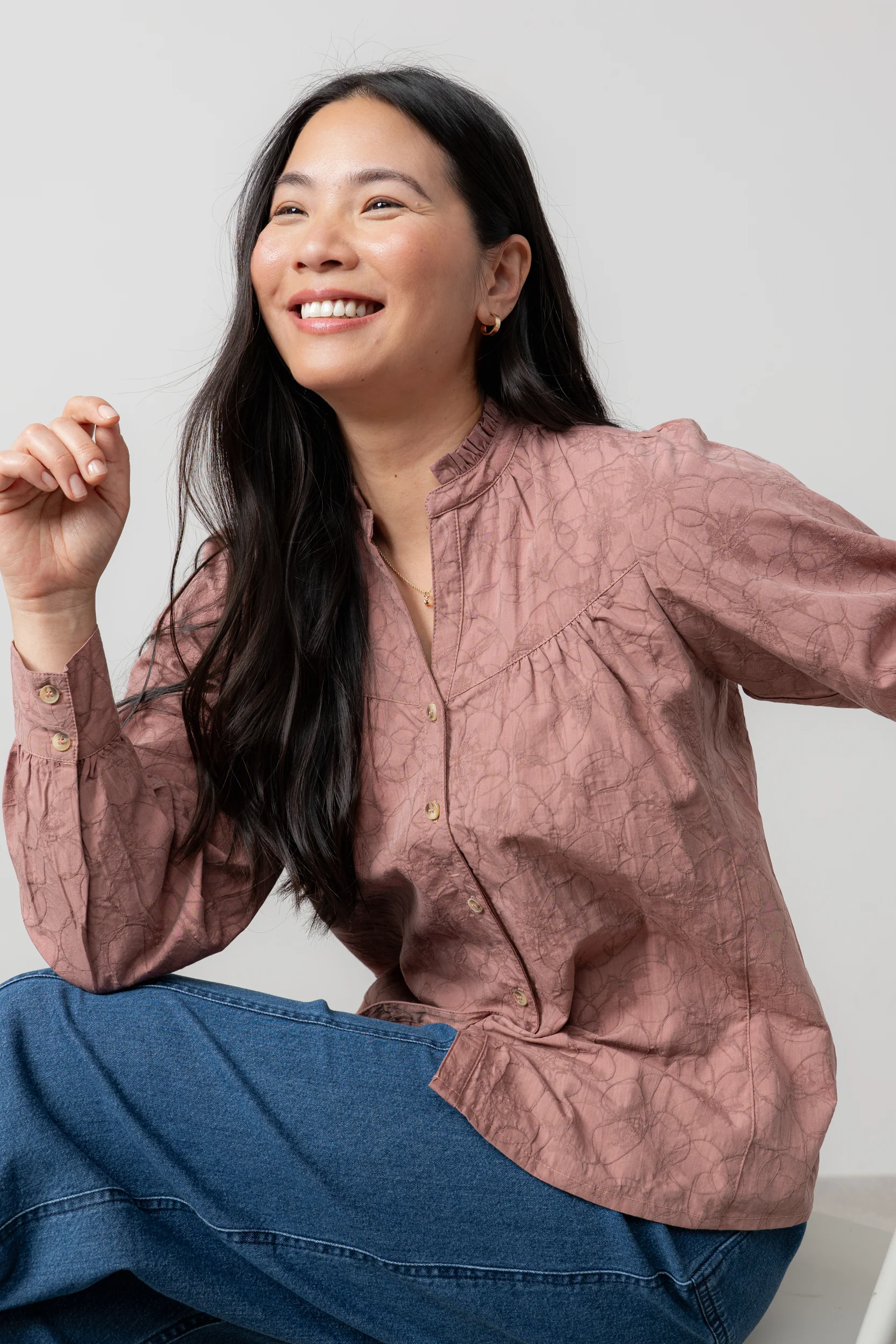 Wayfaring Textured Jacquard Blouse Antique Rose - Image 6