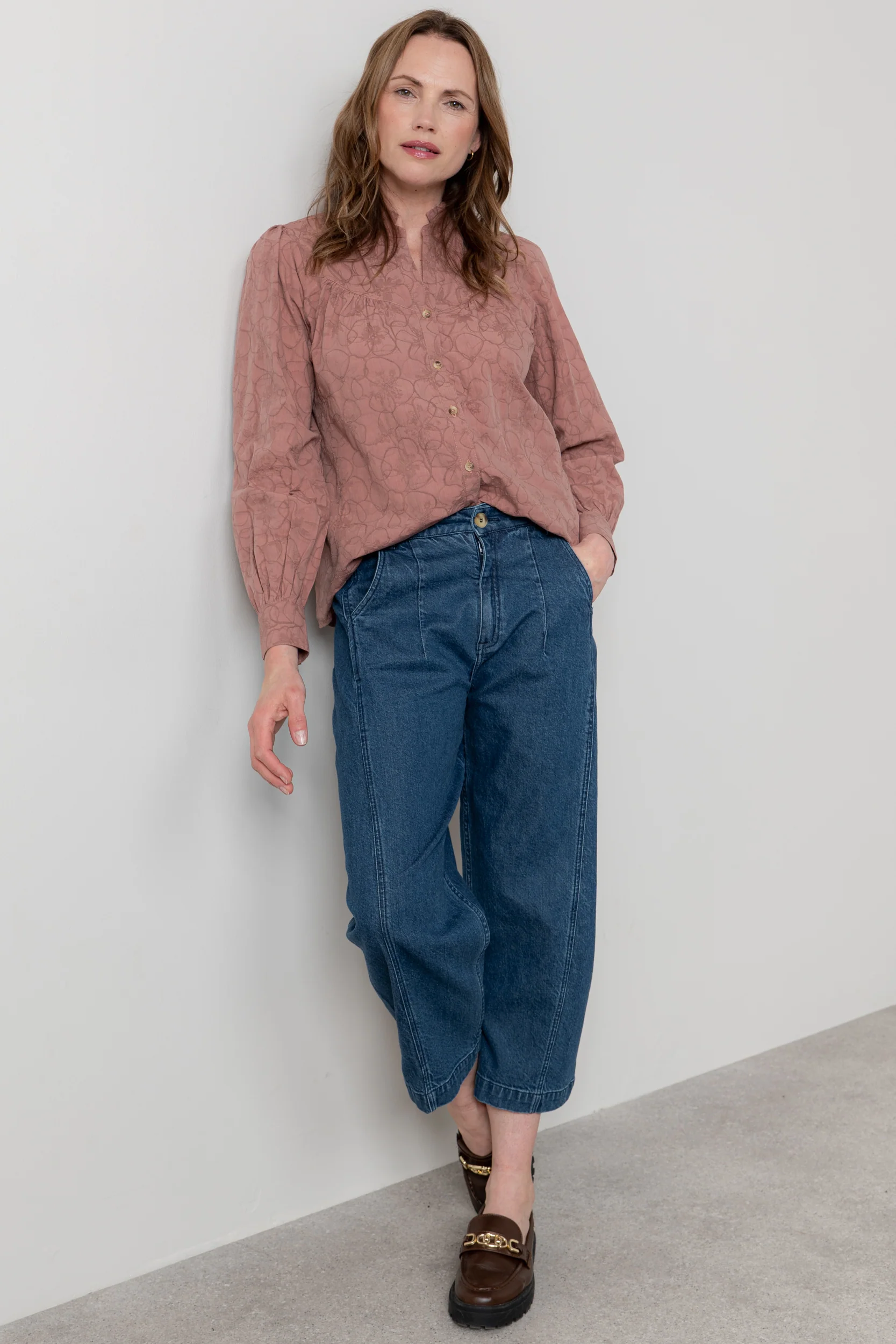 Wayfaring Textured Jacquard Blouse Antique Rose - Image 7