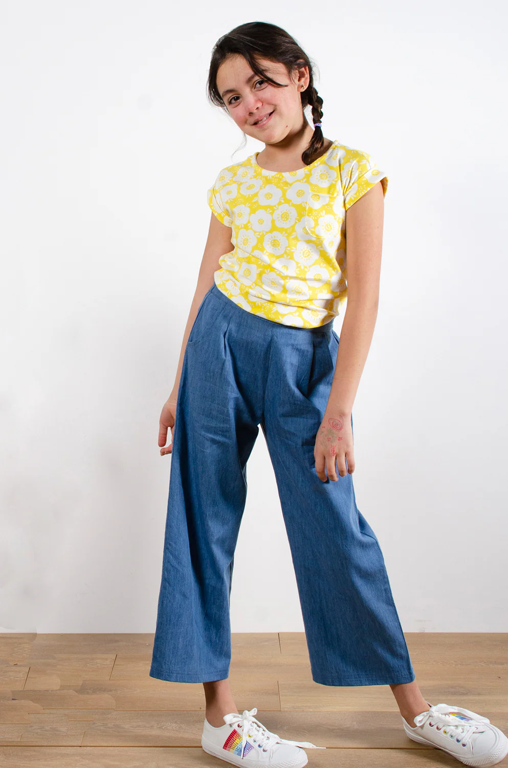 Wide Leg Denim Style Girls Trousers - Image 7