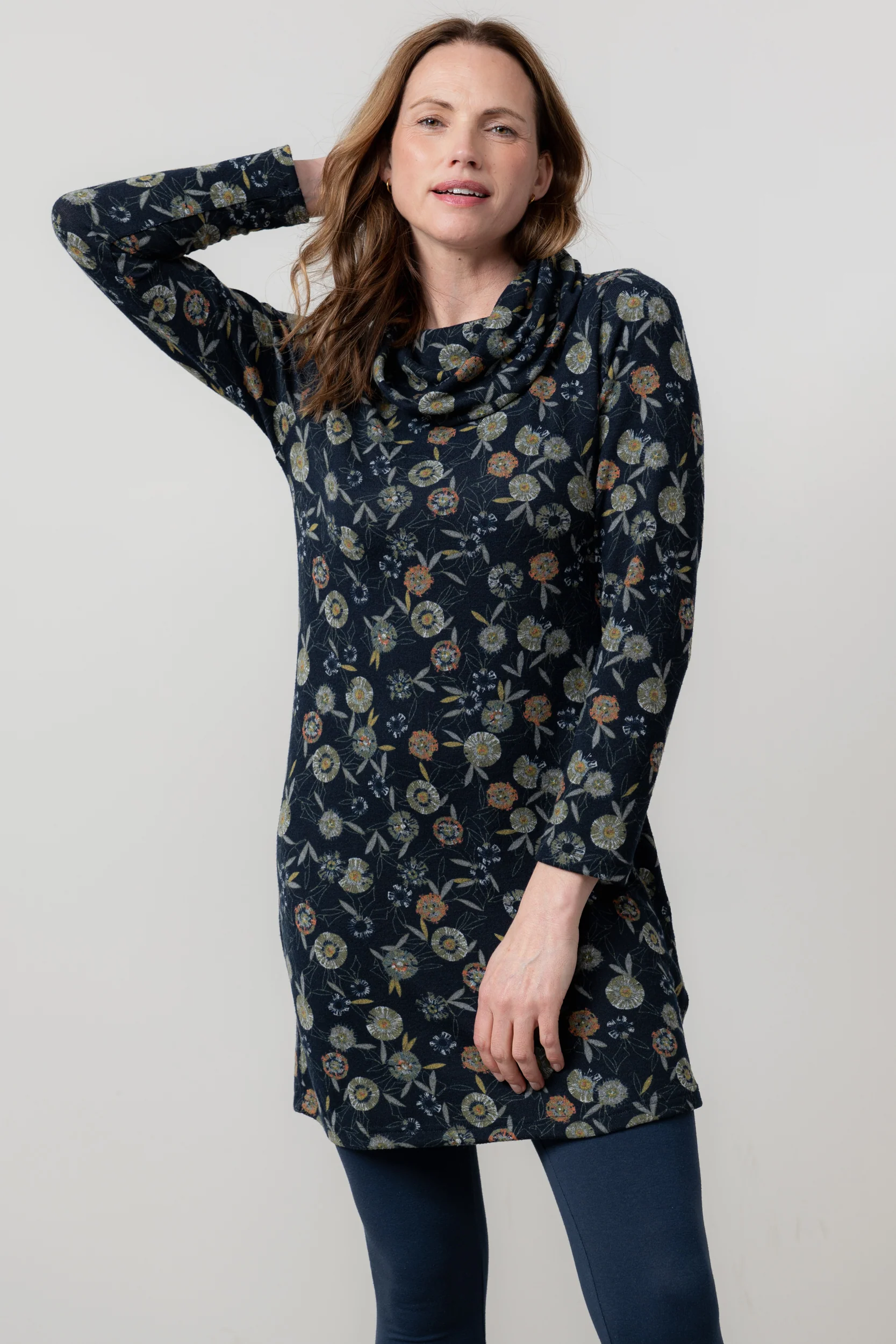 Winkleigh Cowl Neck Tunic Navy - Image 3