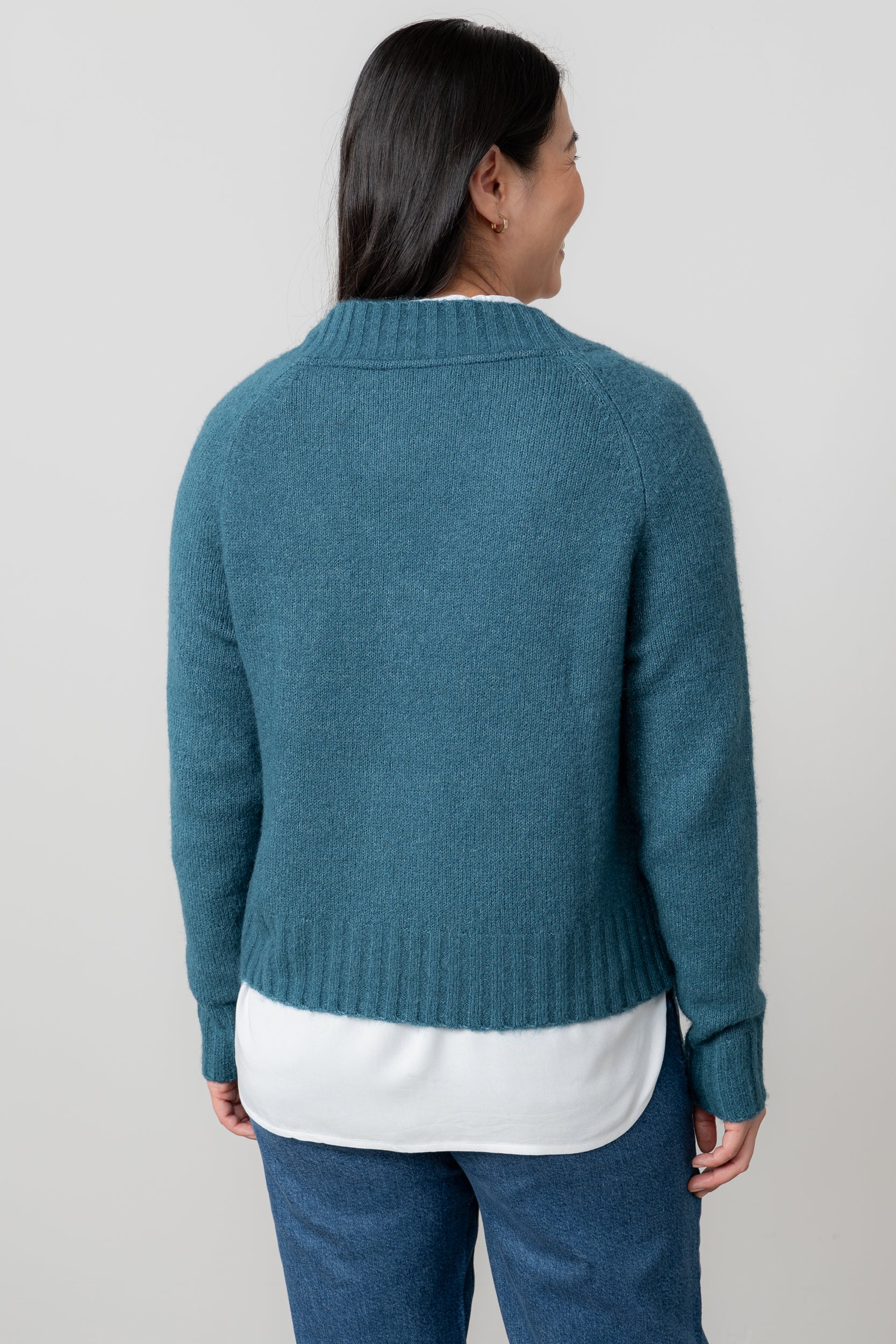 Woodchester V-Neck Boxy Knit Jumper Petrol - Image 4